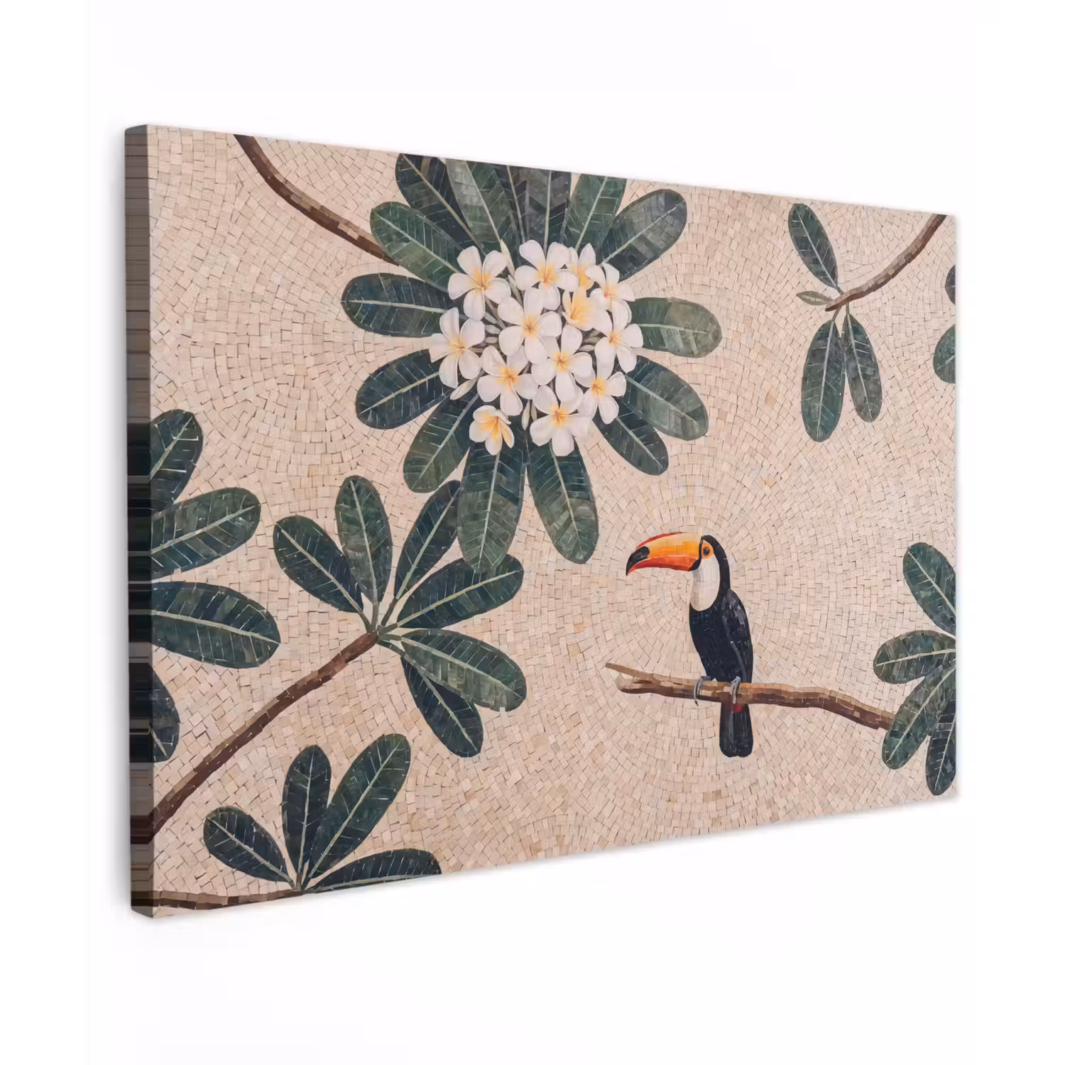 Vogel - Mozaïek - Tropisch - Natuur - Kleurrijk Tuinposter op houten frame 2 cm dik klein -3d