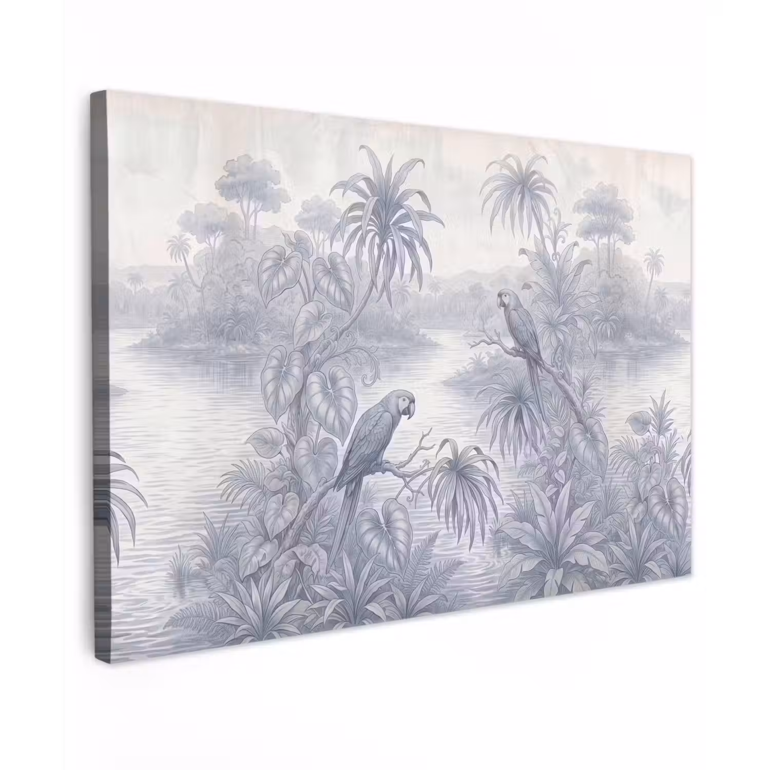 Vogel - Rivier - Tropisch - Illustratie - Blauw Tuinposter op houten frame 2 cm dik klein -3d