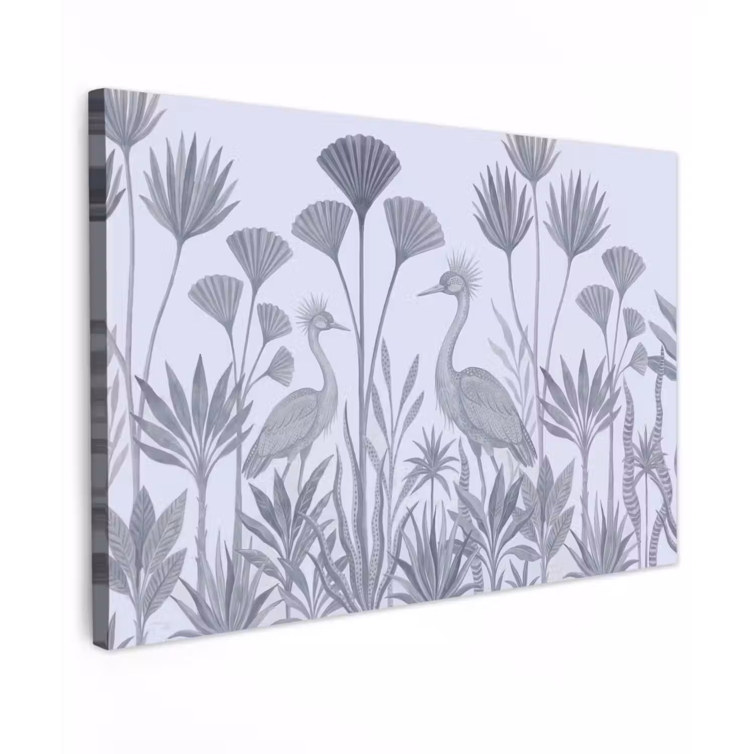 Vogel - Tropisch - Illustratie - Blauwgrijs - Natuur Tuinposter op houten frame 2 cm dik klein -3d