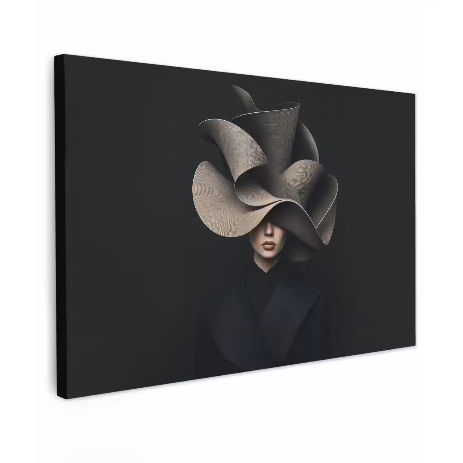 Zwarte - Hoed - Vrouw Tuinposter op houten frame 2 cm dik klein -3d