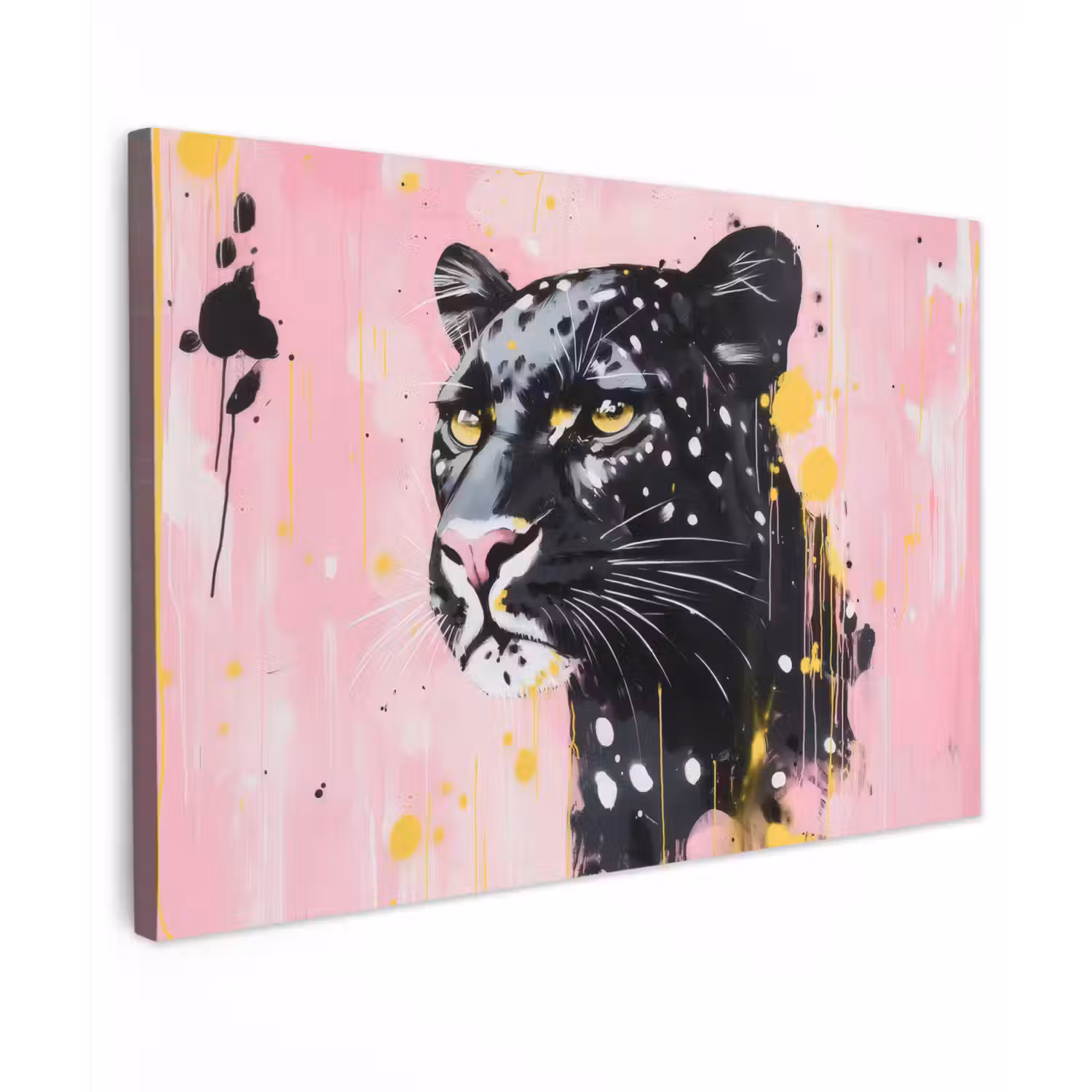 Zwart - Panter - Roze - Abstract Tuinposter op houten frame 2 cm dik klein -3d