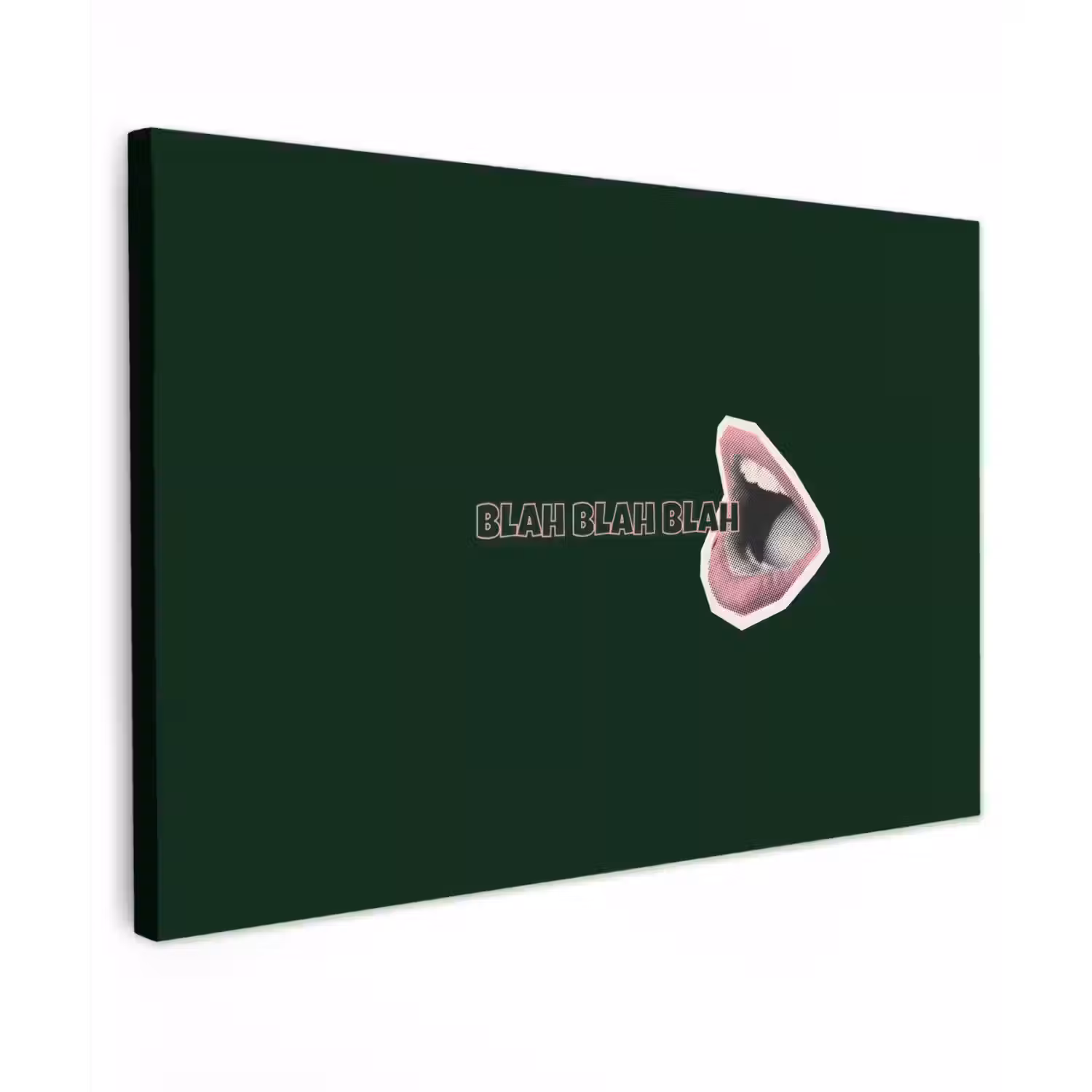 BLAH BLAH BLAH - Mond - Groen Tuinposter op houten frame 2 cm dik klein -3d