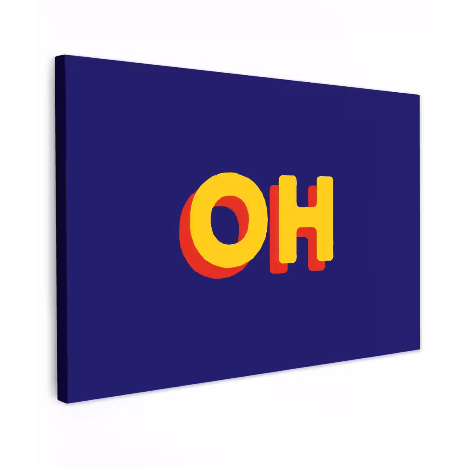 Blauw - Geel - OH - Schaduw Tuinposter op houten frame 2 cm dik klein -3d