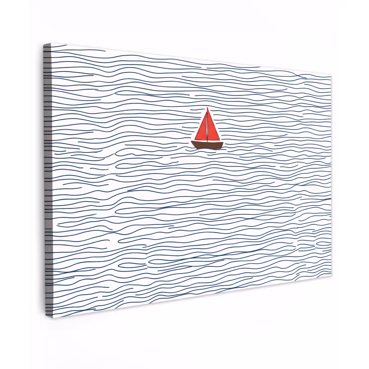 Boot - Water - Rood - Illustratie - Minimalistisch Tuinposter op houten frame 2 cm dik klein -3d