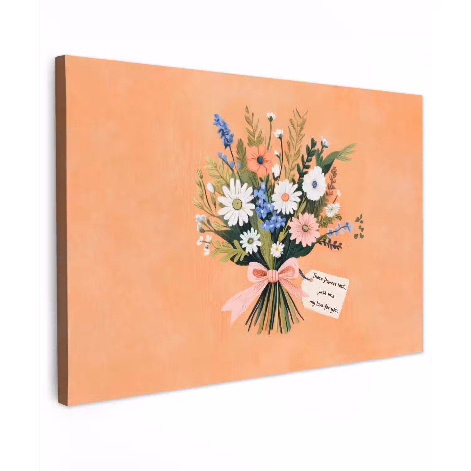 Boeket - Strikje - Quote Tuinposter op houten frame 2 cm dik klein -3d