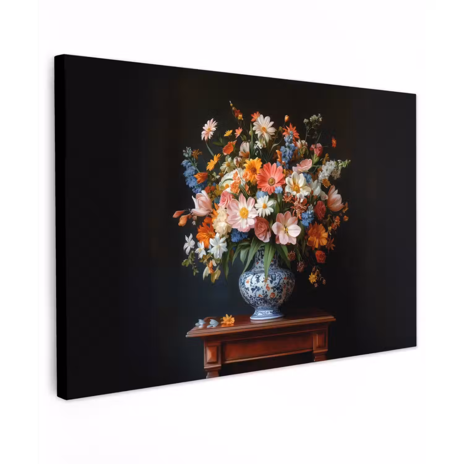 Boeket - Roze - Bloemen - Vaas Tuinposter op houten frame 2 cm dik klein -3d