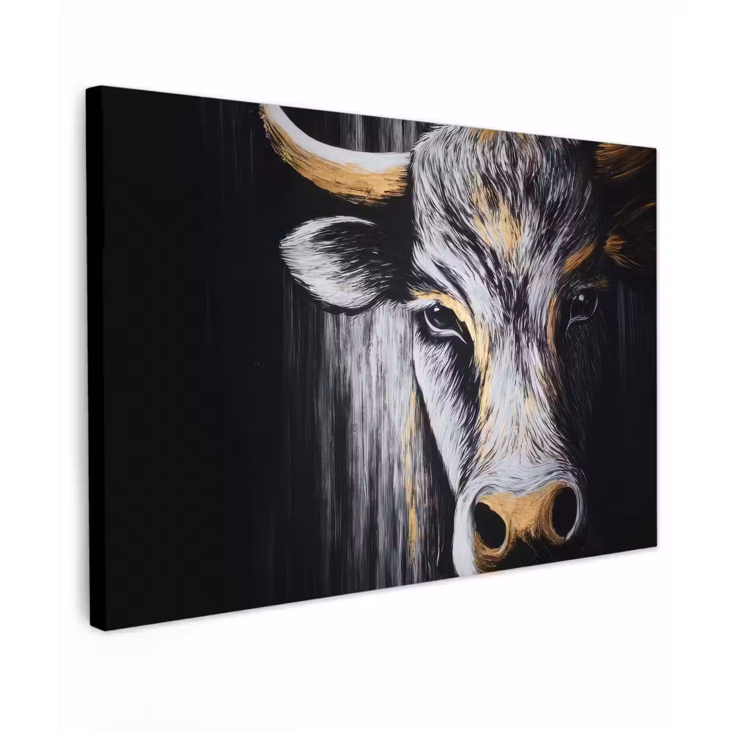 Stier - Hoorns - Snuit - Goud Tuinposter op houten frame 2 cm dik klein -3d