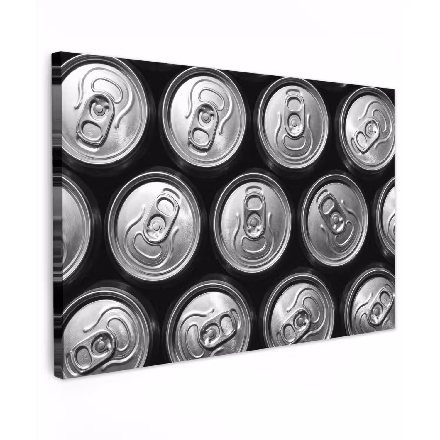 Blikjes - Aluminium - Patroon - Industrieel - Zilver Tuinposter op houten frame 2 cm dik klein -3d
