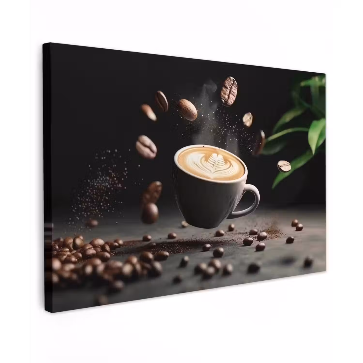 Cappuccino - Kop - Bonen - Bruin Tuinposter op houten frame 2 cm dik klein -3d