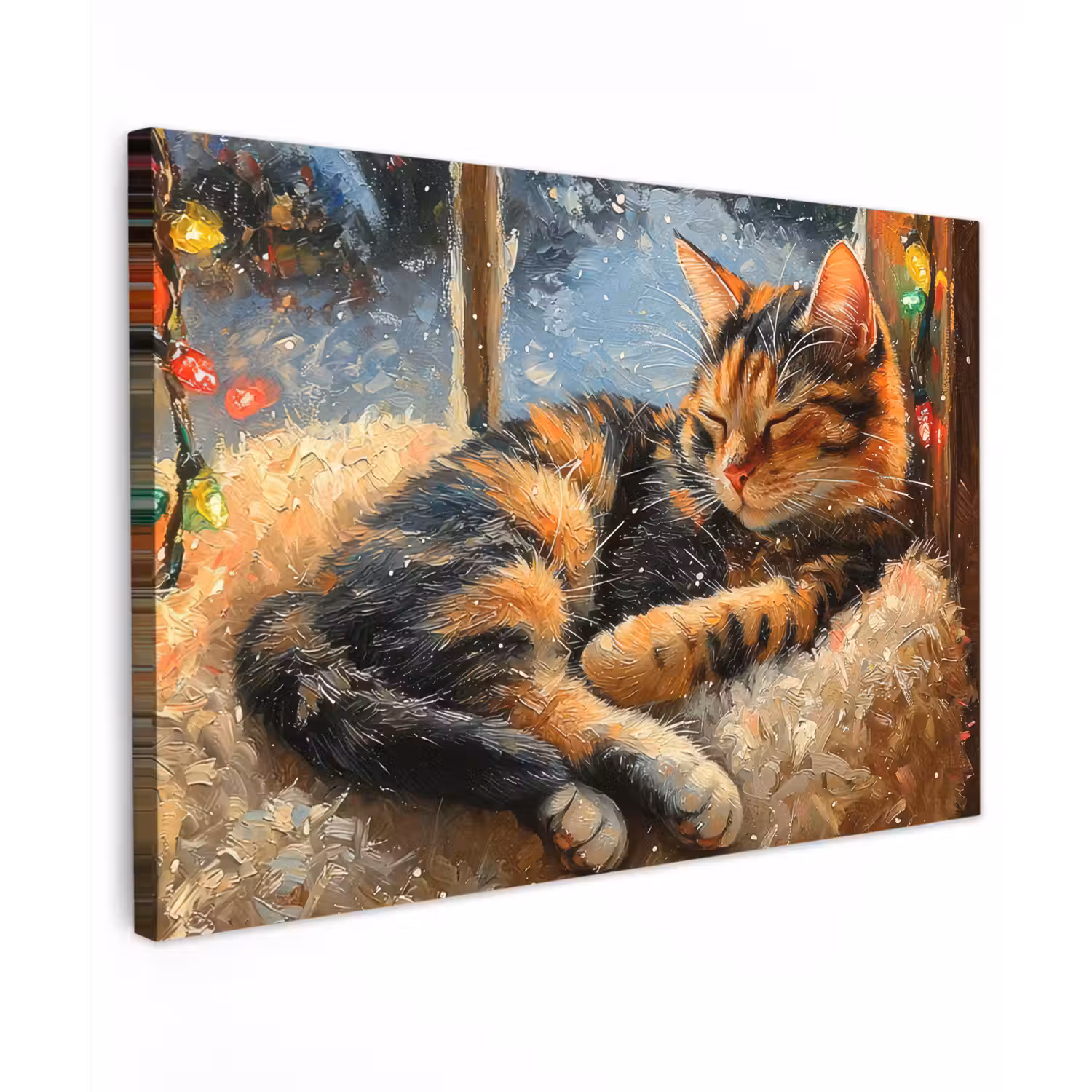 Kat - Kerst - Winter - Dier Tuinposter op houten frame 2 cm dik klein -3d