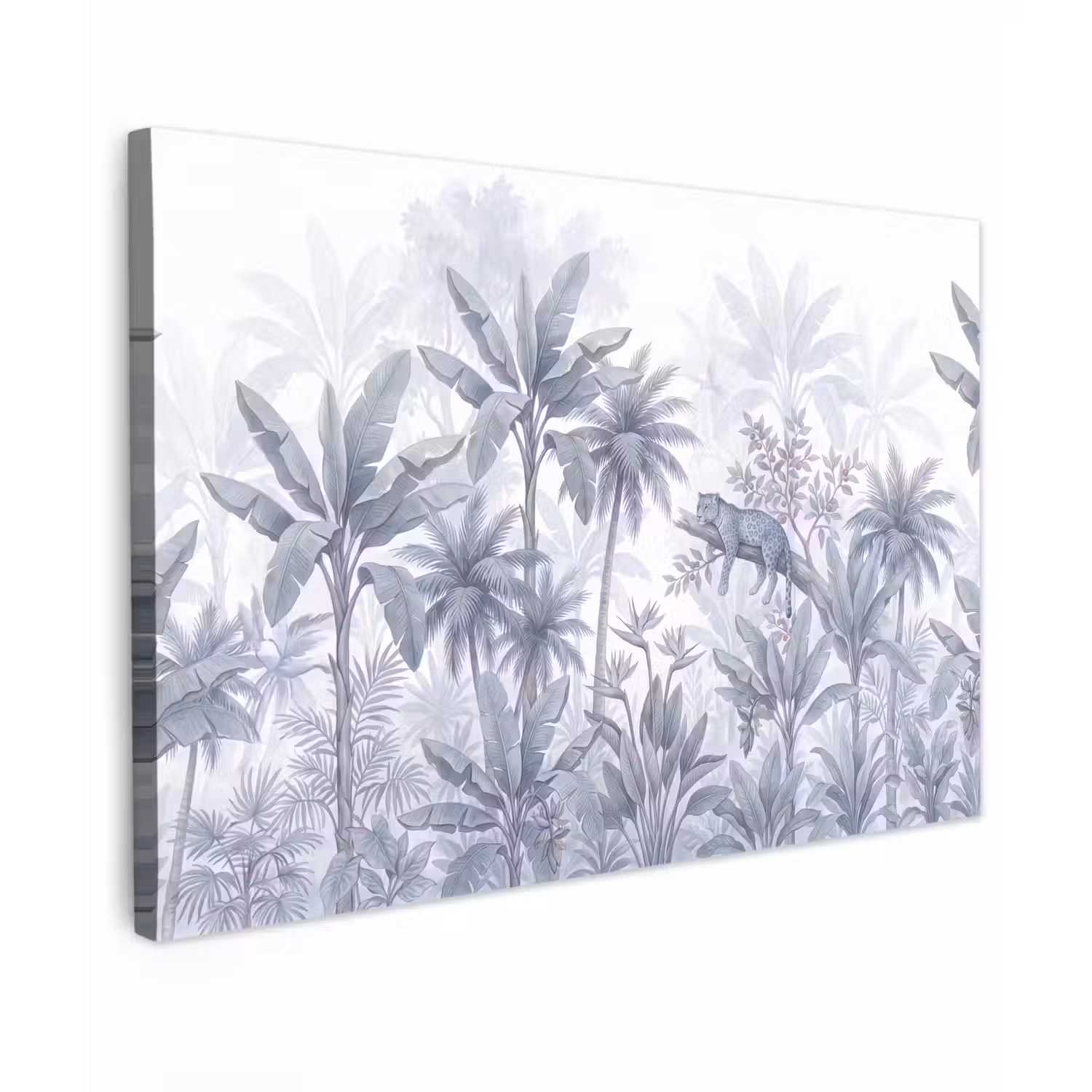 Kat - Tropisch bos - Modern - Grijs Tuinposter op houten frame 2 cm dik klein -3d
