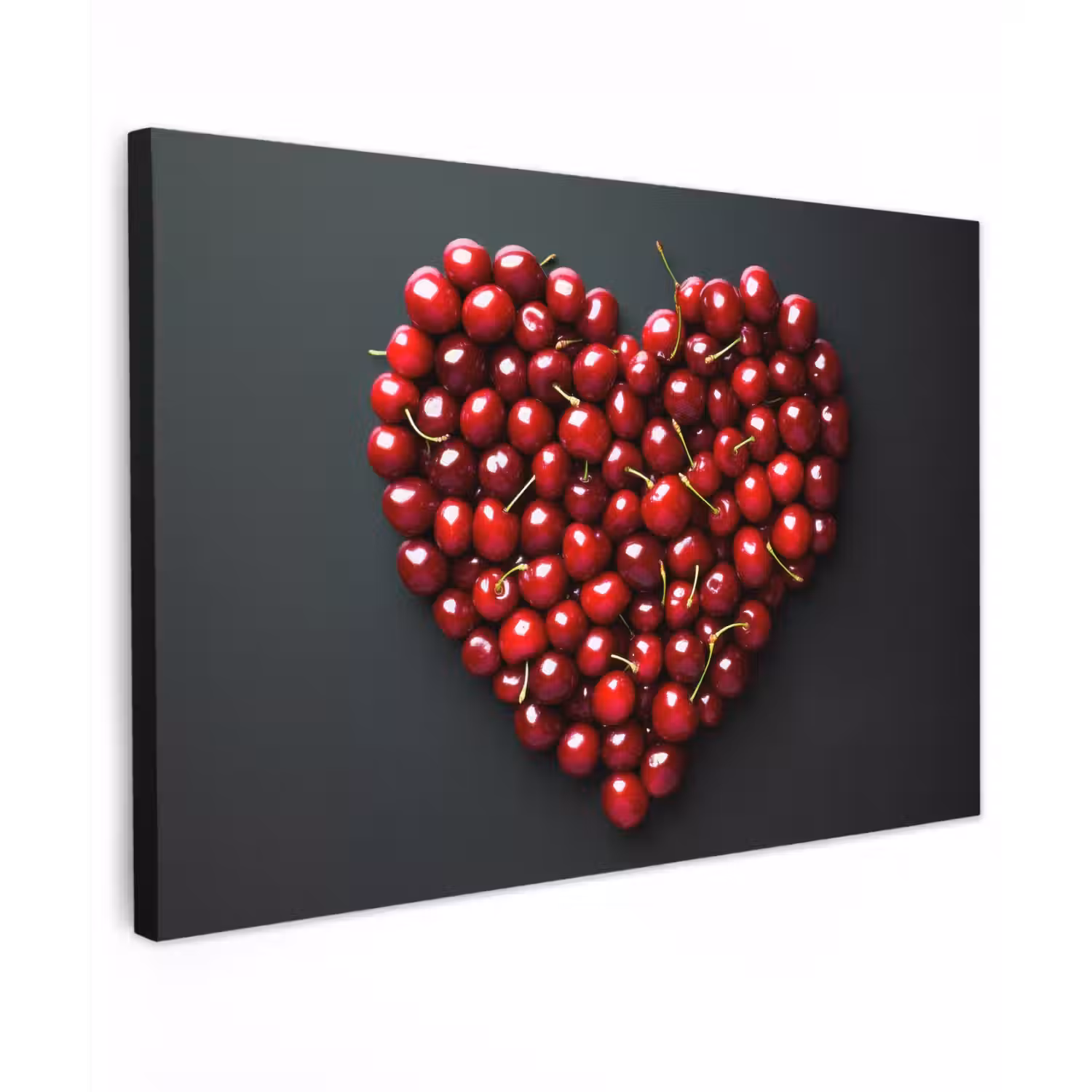 Kersen - Hart - Rood - Zwart Tuinposter op houten frame 2 cm dik klein -3d