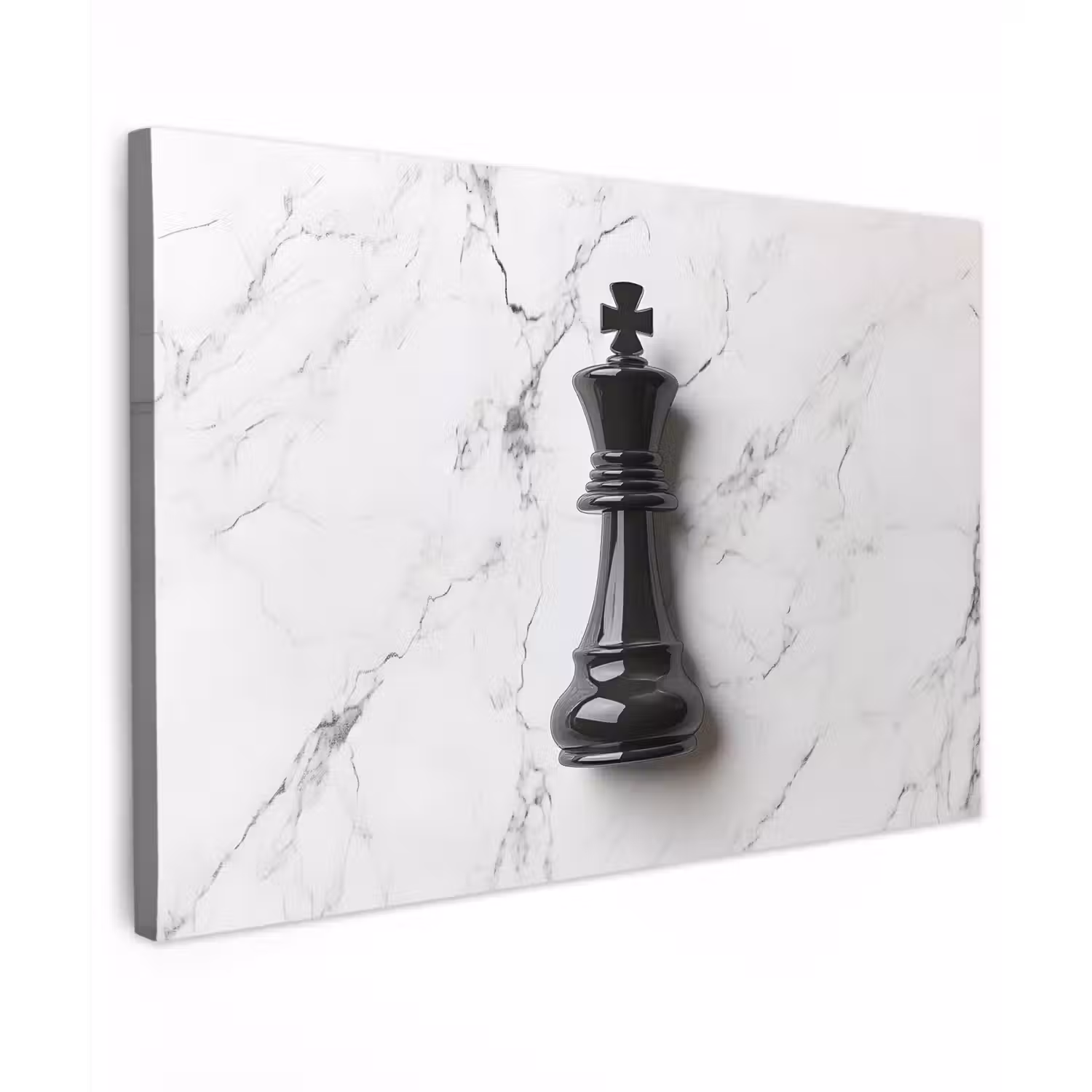 Schaakstuk - Koning - Zwart - Marmer Tuinposter op houten frame 2 cm dik klein -3d