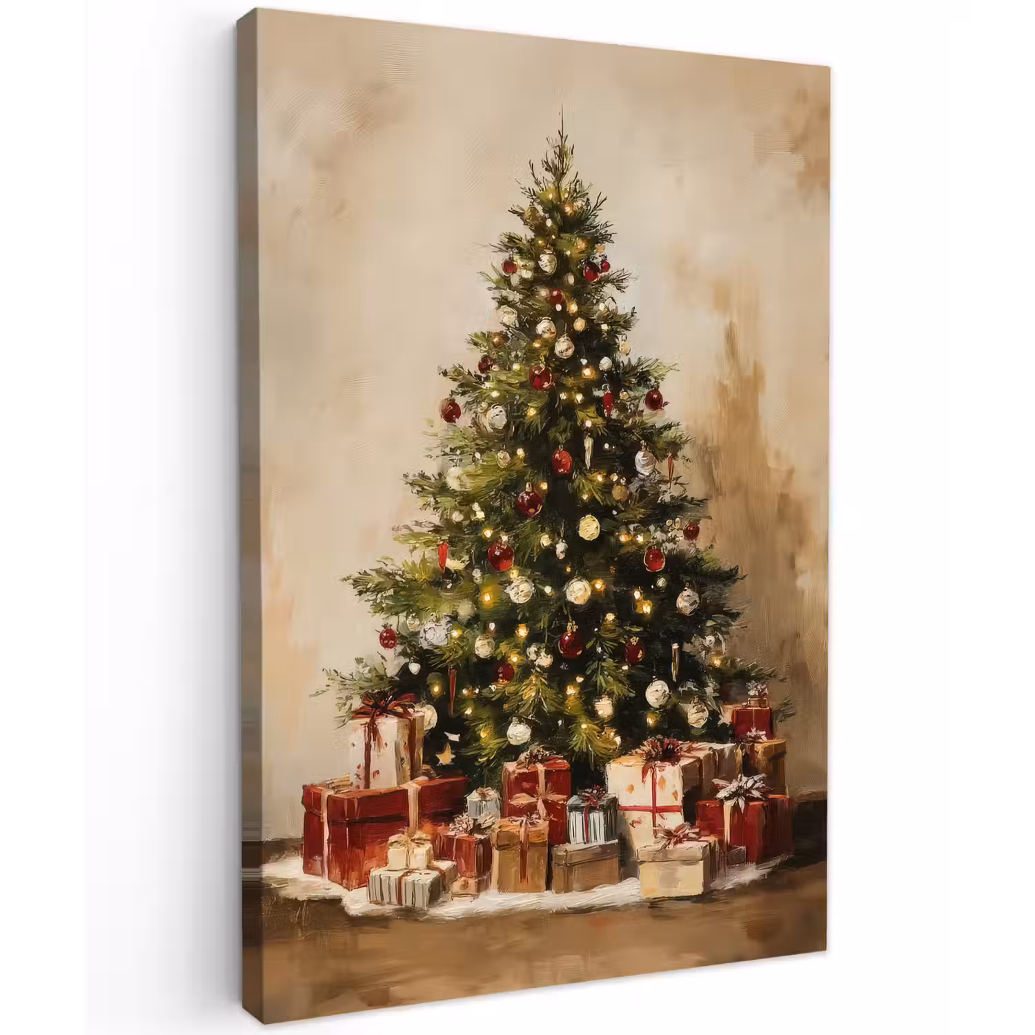 Kerstboom - Versierd - Kleurrijk Tuinposter op houten frame 2 cm dik klein -3d