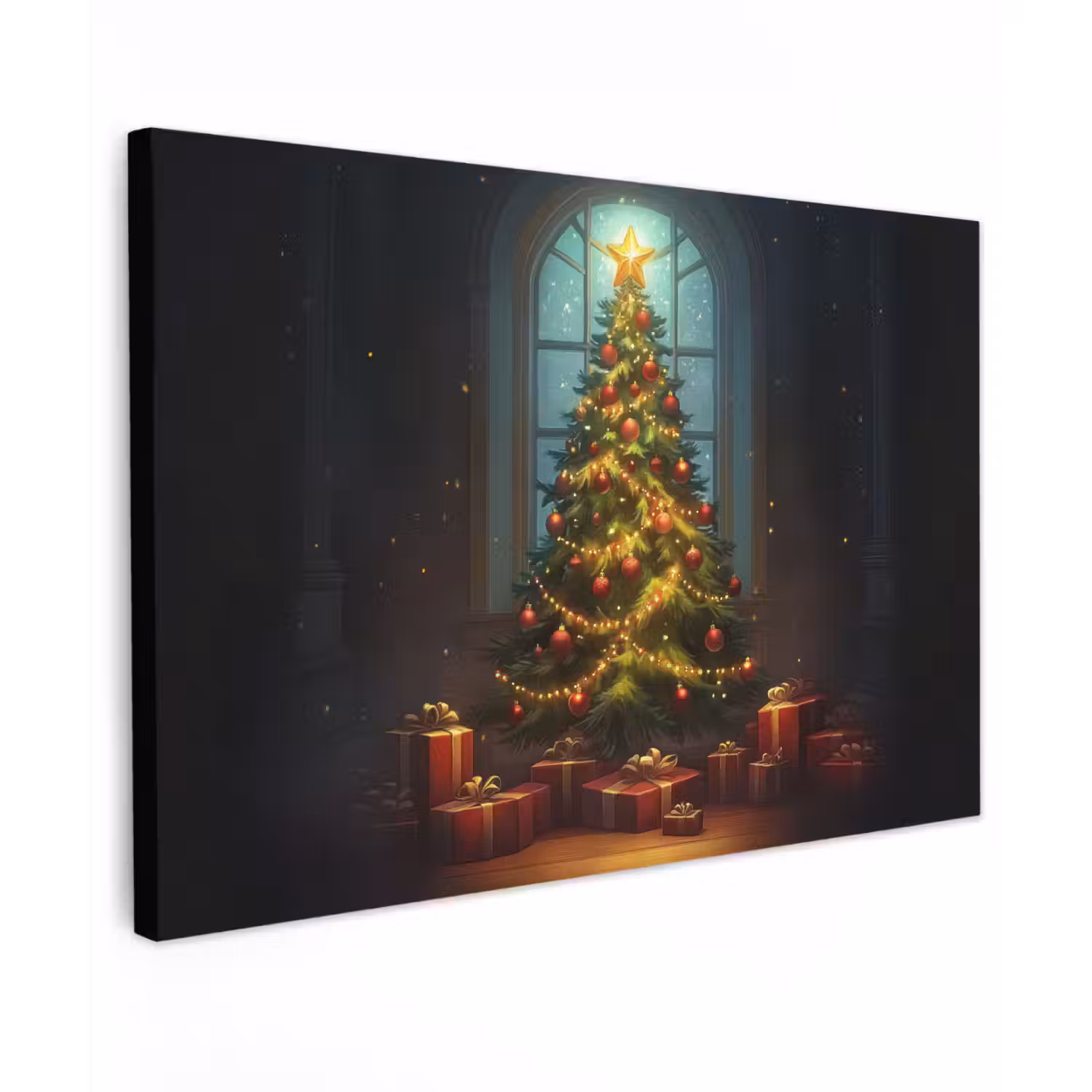 Kerstboom - Cadeau - Kerst - Winter Tuinposter op houten frame 2 cm dik klein -3d