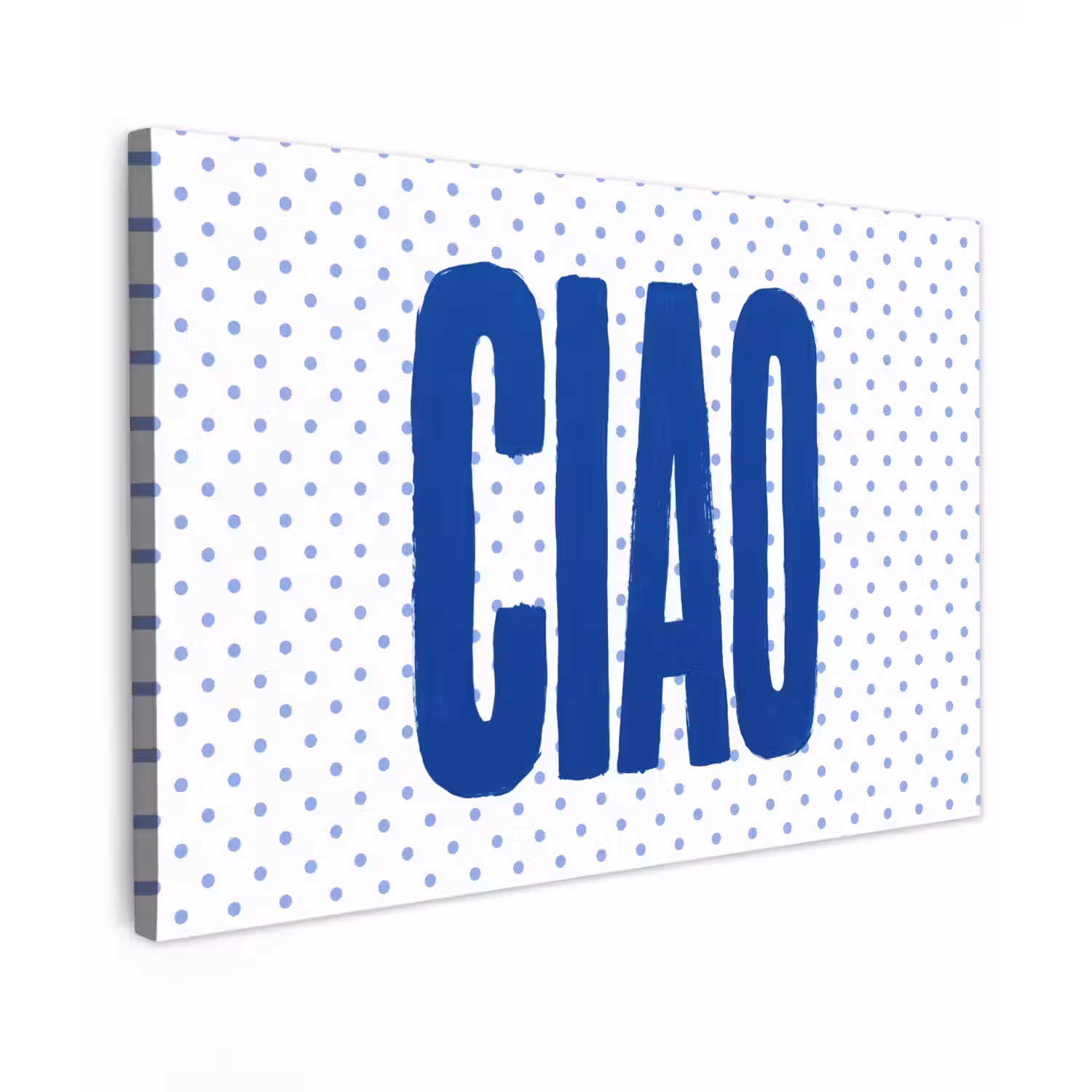 Ciao - Stippen - Roze - Wit Tuinposter op houten frame 2 cm dik klein -3d