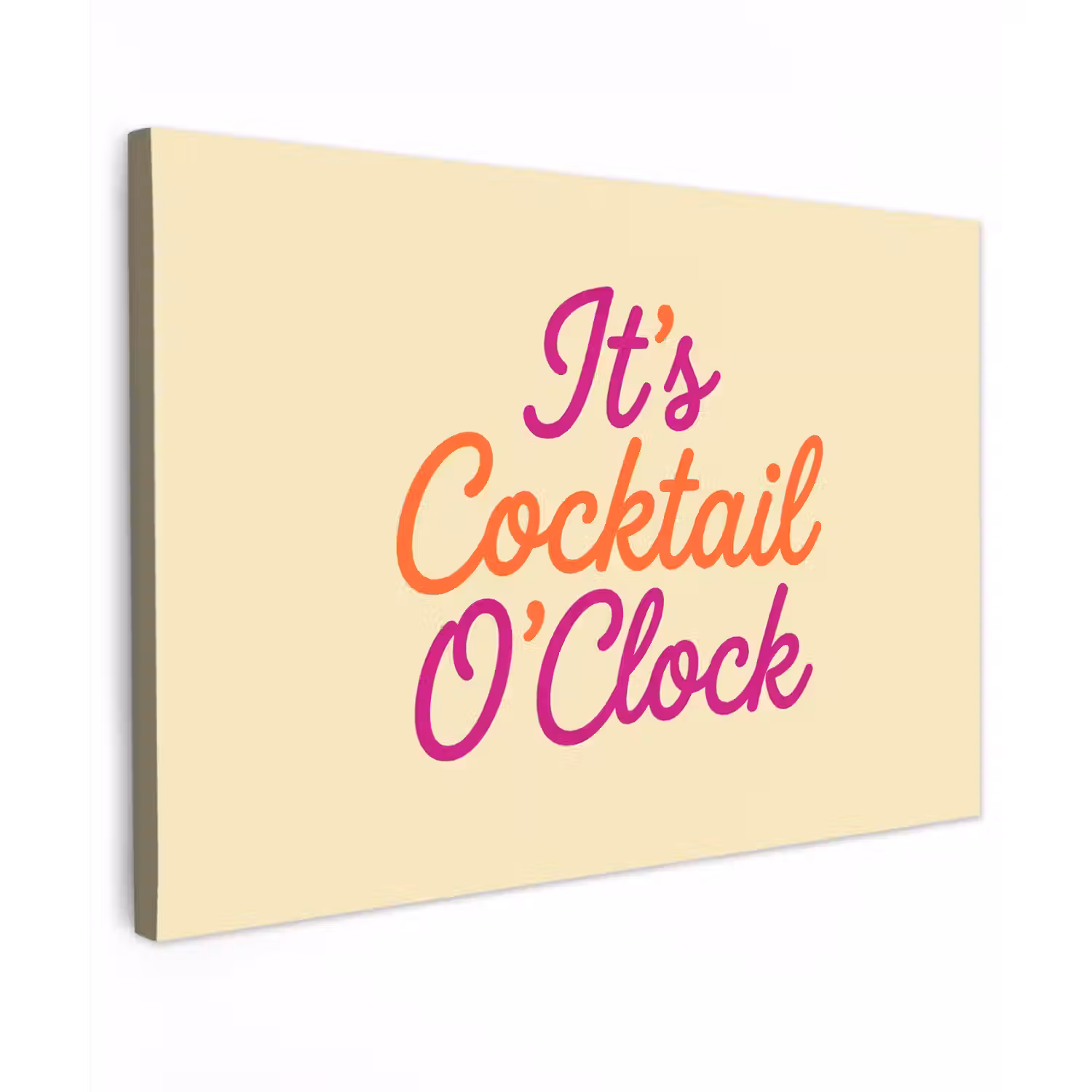 Cocktail O'Clock - Geel - Retro Tuinposter op houten frame 2 cm dik klein -3d
