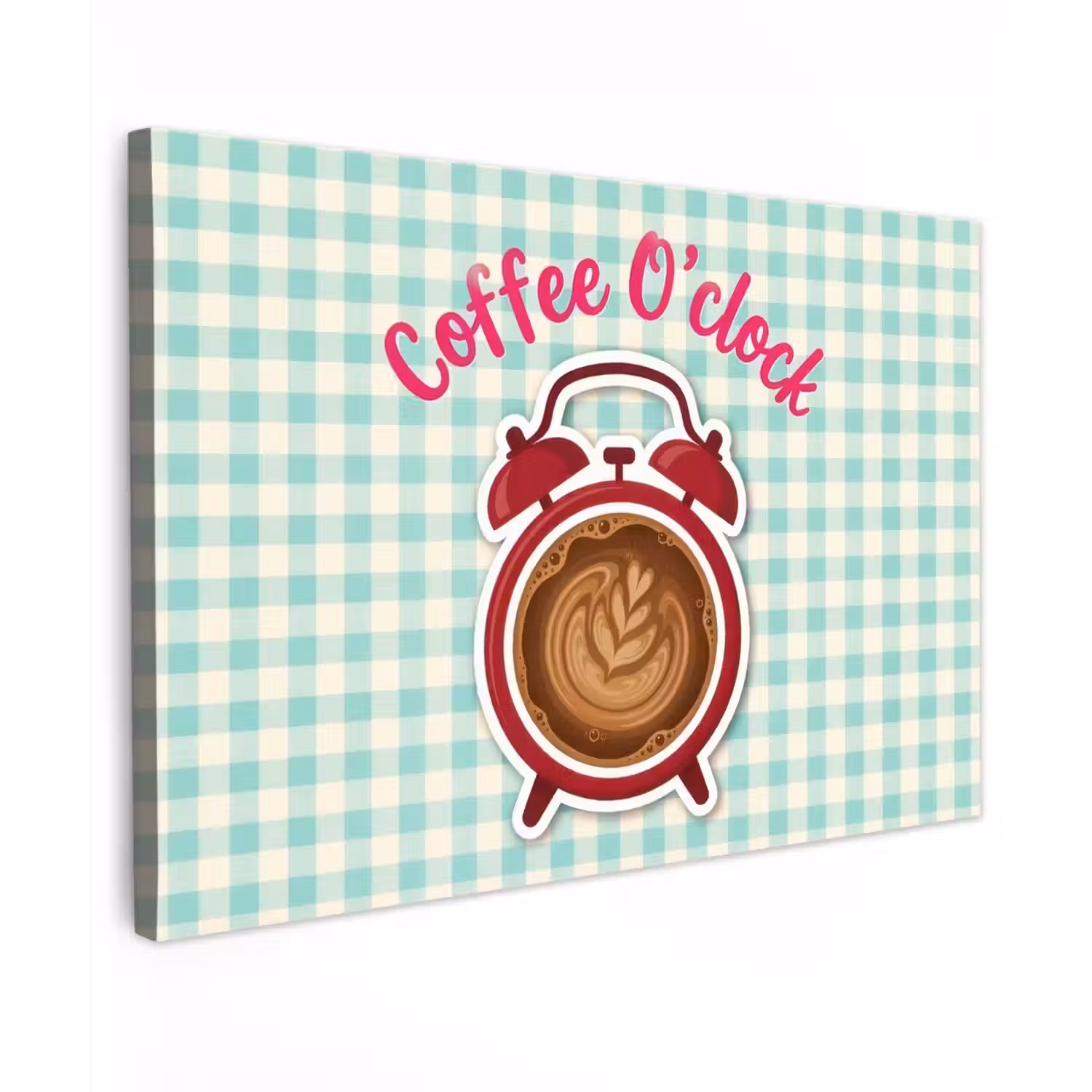 Koffie - Klok - Groen Tuinposter op houten frame 2 cm dik klein -3d