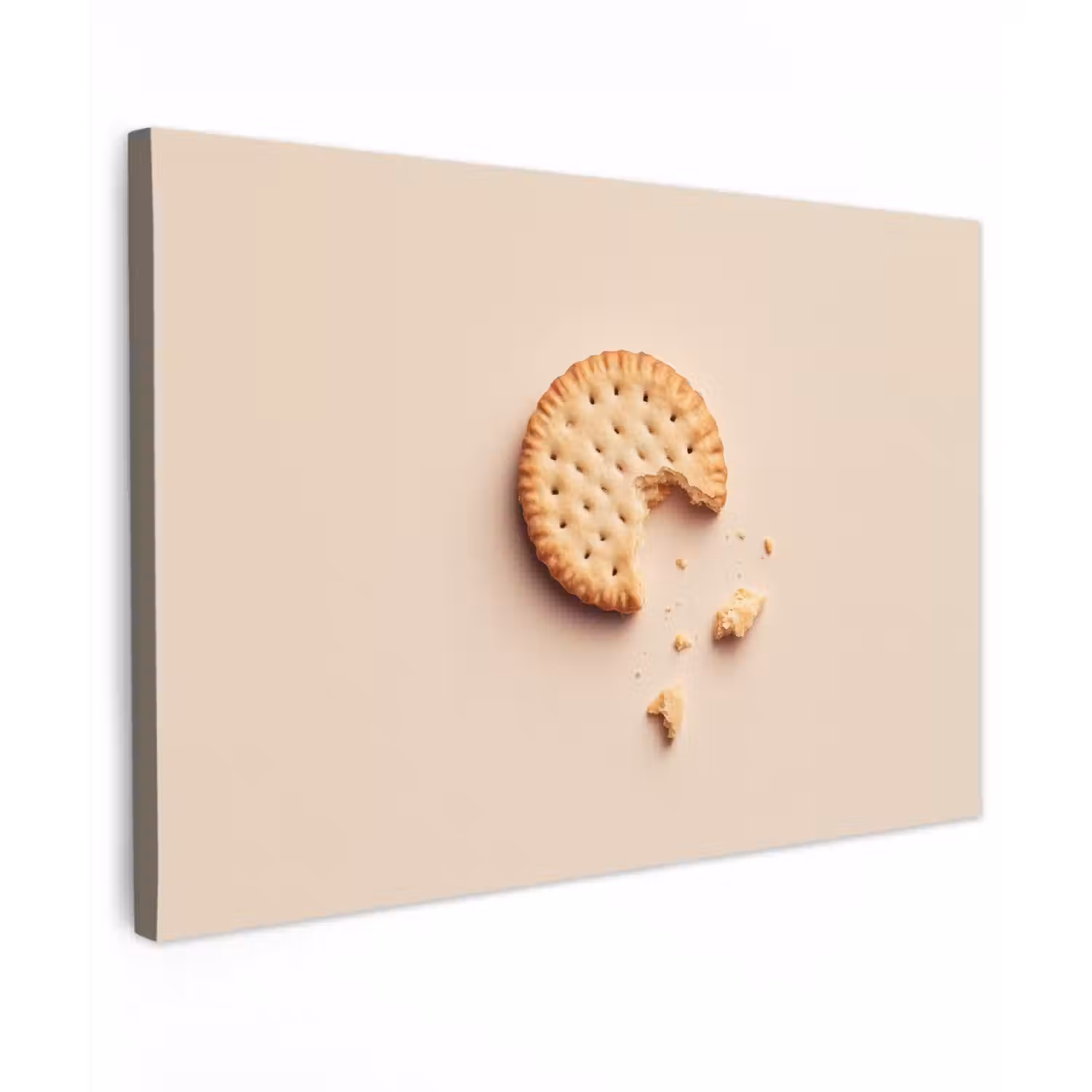 Koekje - Kruimels - beige Tuinposter op houten frame 2 cm dik klein -3d