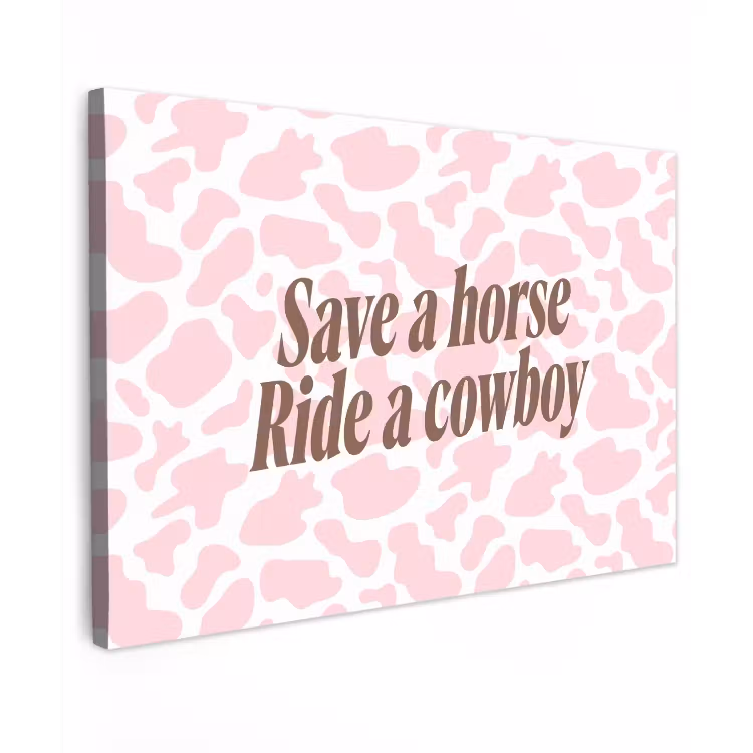 Koeienprint - Roze - Cowboy - Horse Tuinposter op houten frame 2 cm dik klein -3d