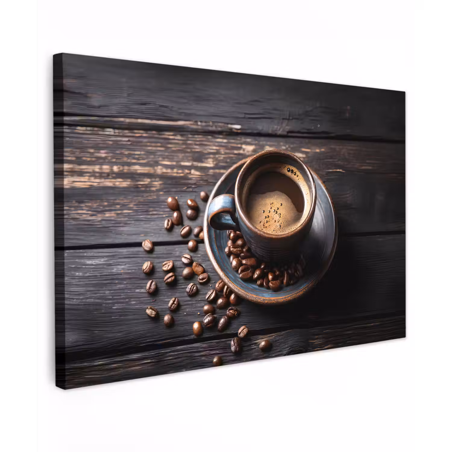 Kop - Koffie - Hout - Bonen Tuinposter op houten frame 2 cm dik klein -3d