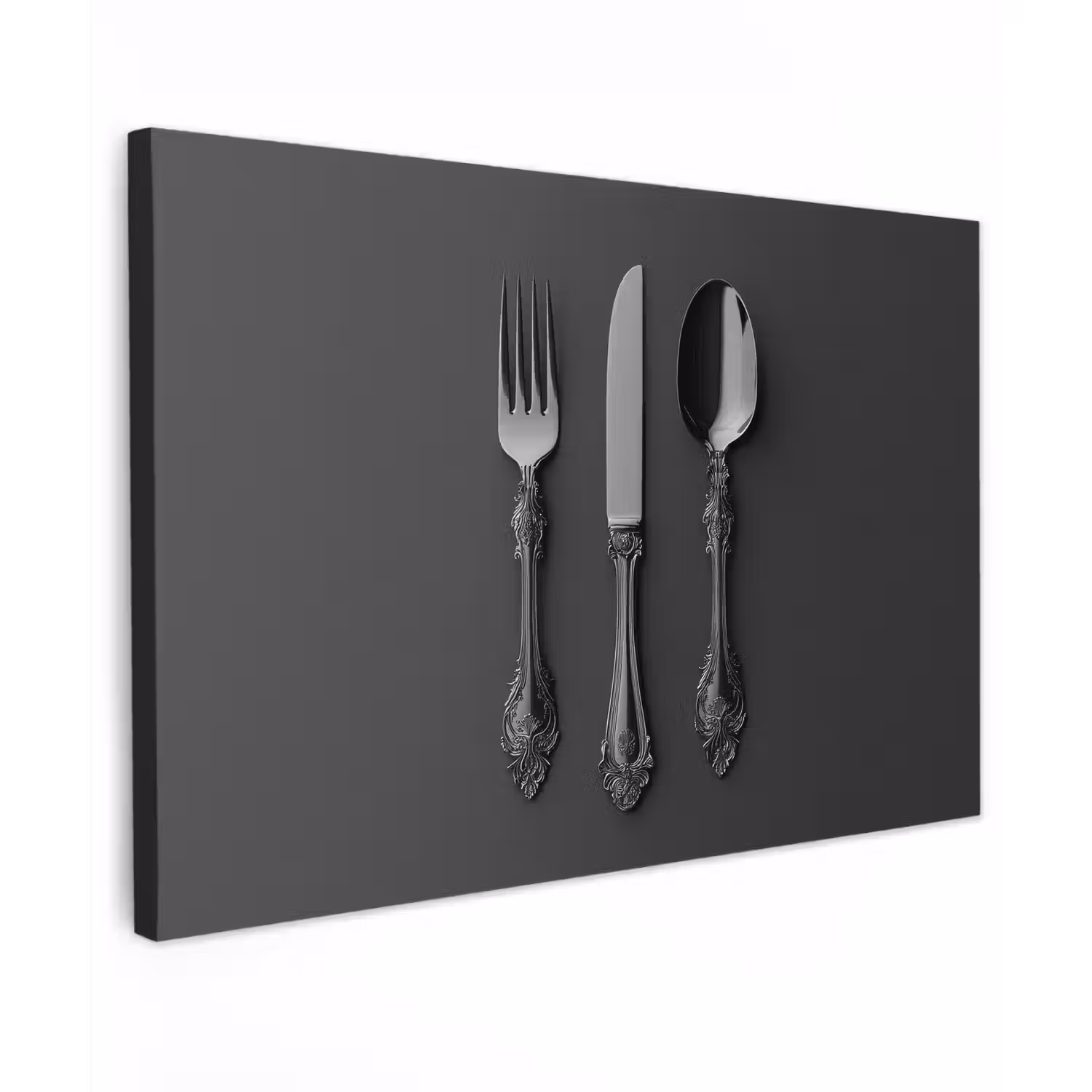 Bestek - Zwart Tuinposter op houten frame 2 cm dik klein -3d