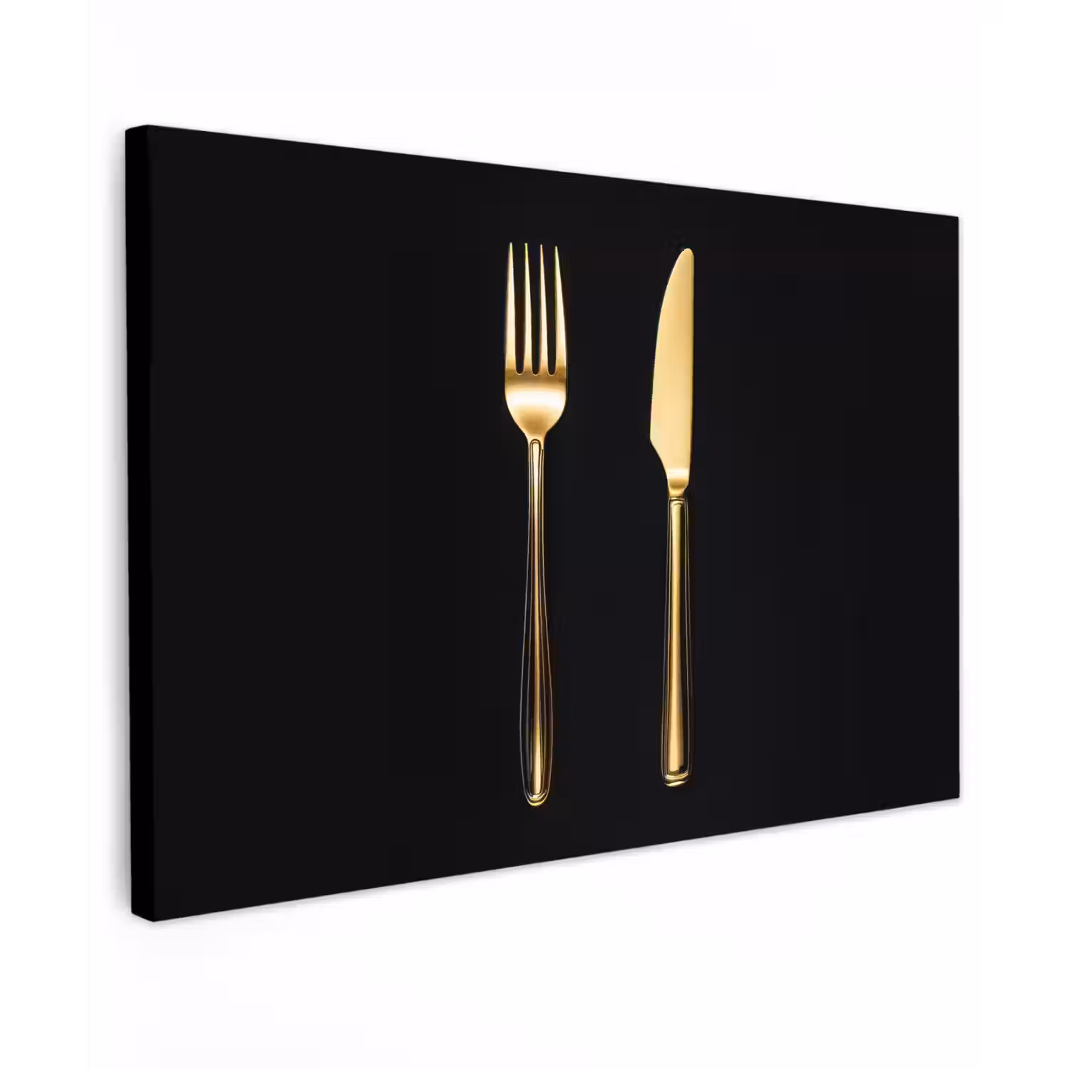 Bestek - Goud - Mes - Vork Tuinposter op houten frame 2 cm dik klein -3d