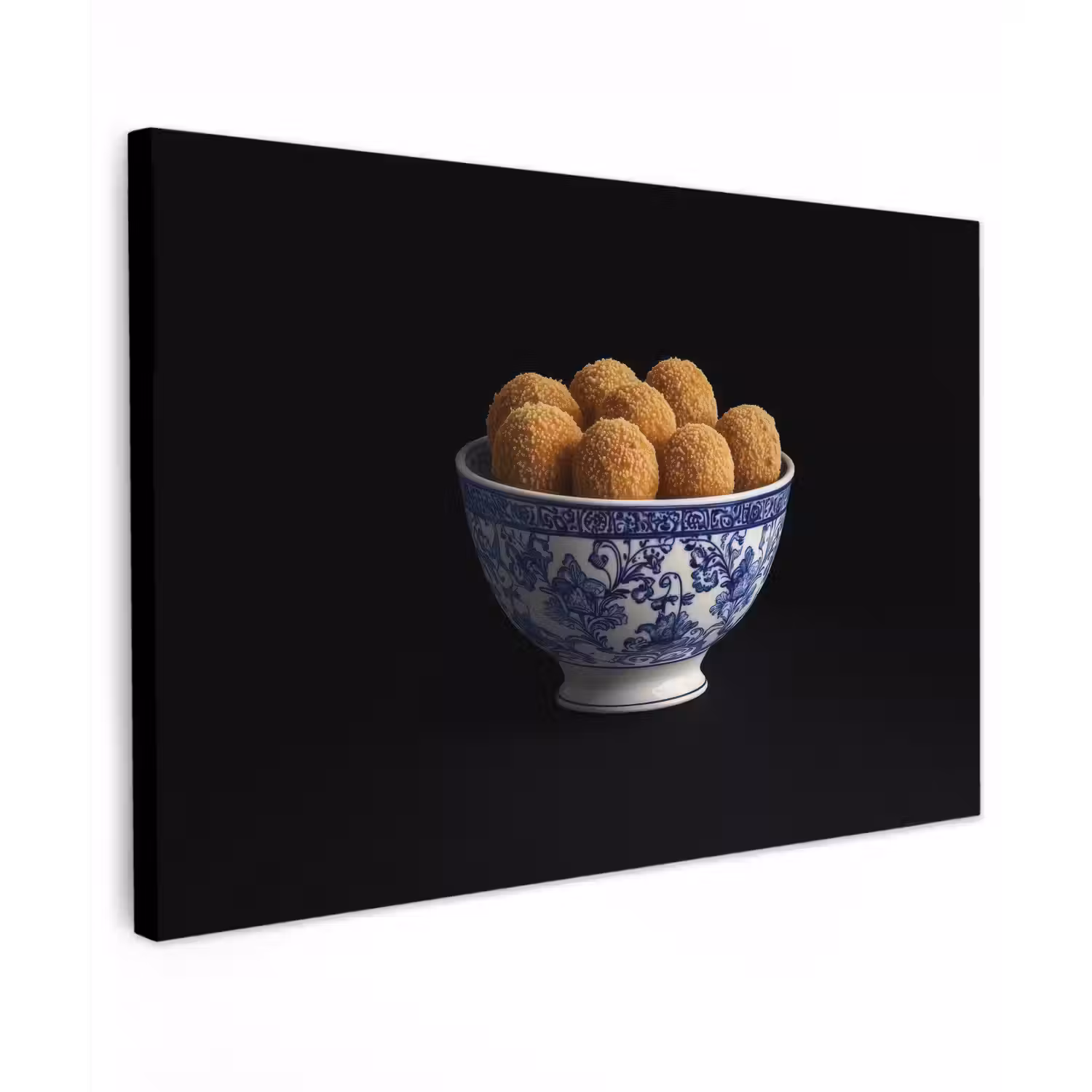 Delfts blauw - Bitterballen - Holland - Schaal Tuinposter op houten frame 2 cm dik klein -3d