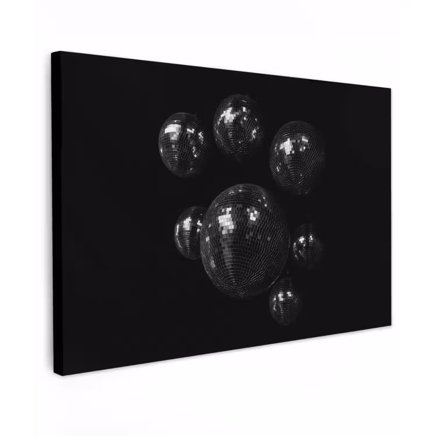 Discoballen - Minimalistisch - Zwart Tuinposter op houten frame 2 cm dik klein -3d