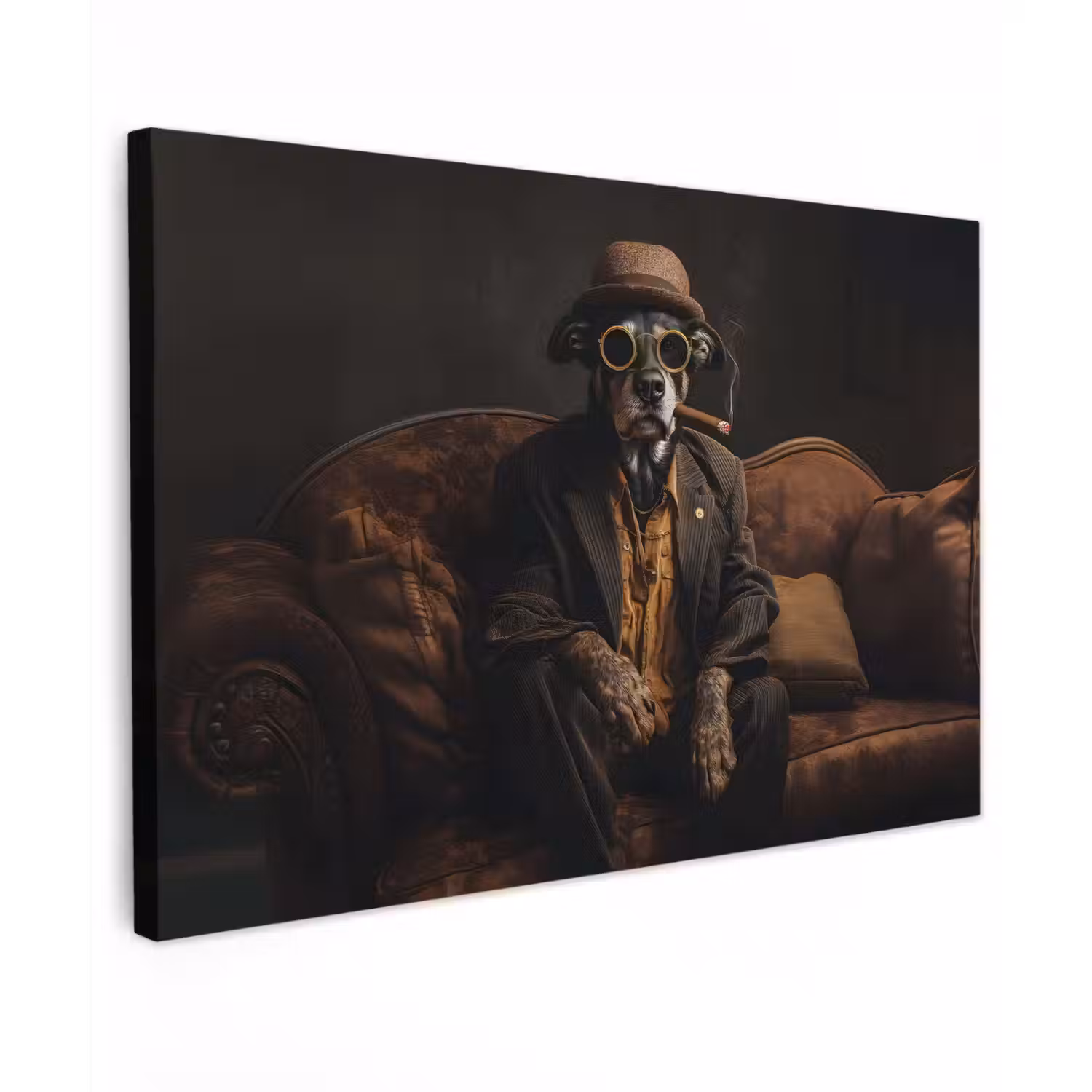 Hond - Sigaar - Hoed - Pak Tuinposter op houten frame 2 cm dik klein -3d