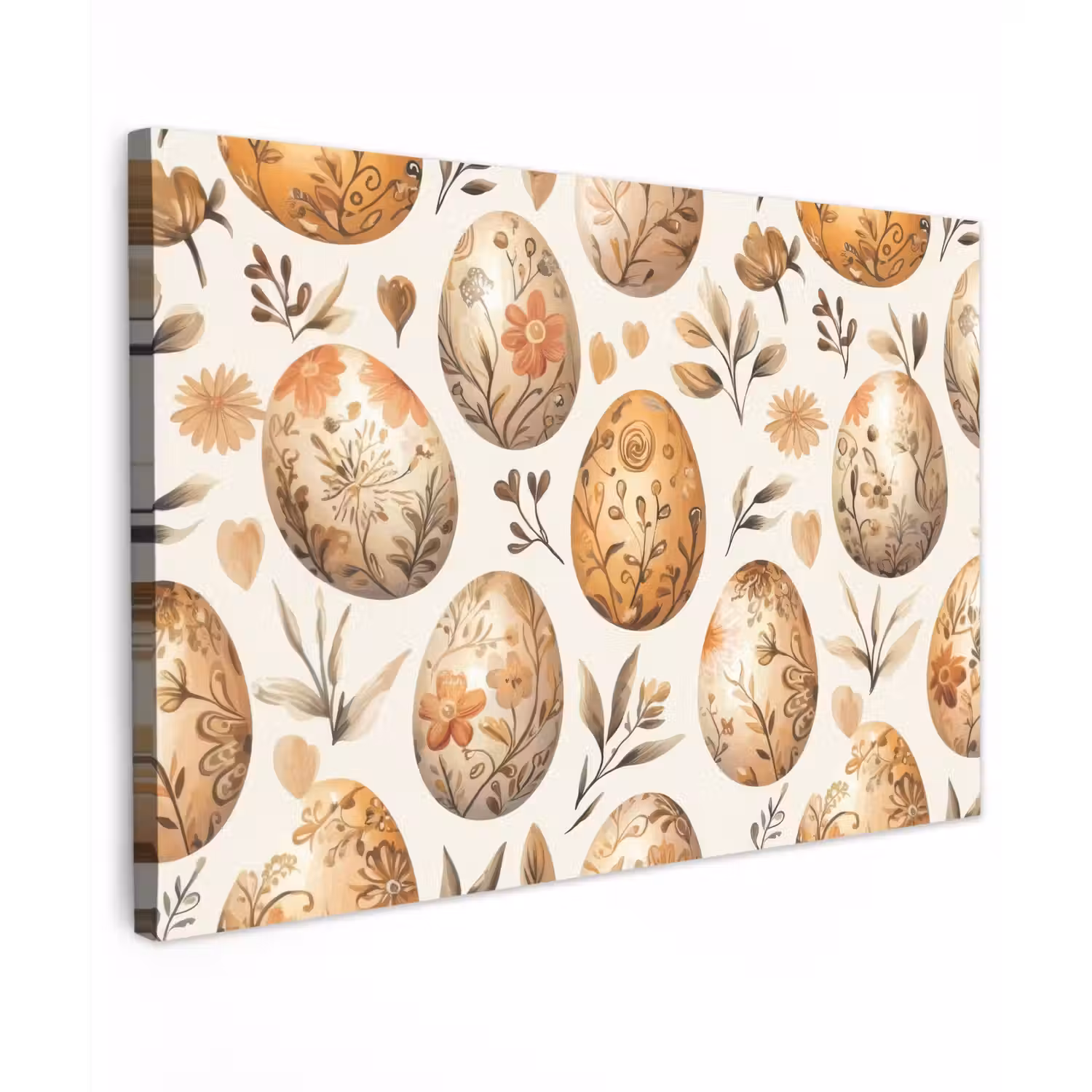 Paaseieren - Bruin - Bloemen Tuinposter op houten frame 2 cm dik klein -3d
