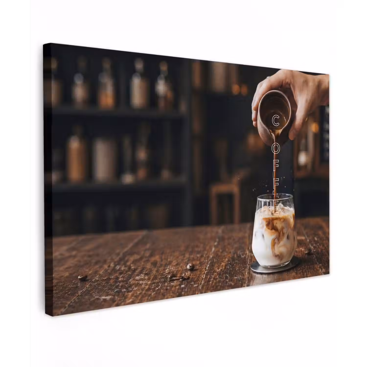 Espresso - Melk - Café Tuinposter op houten frame 2 cm dik klein -3d