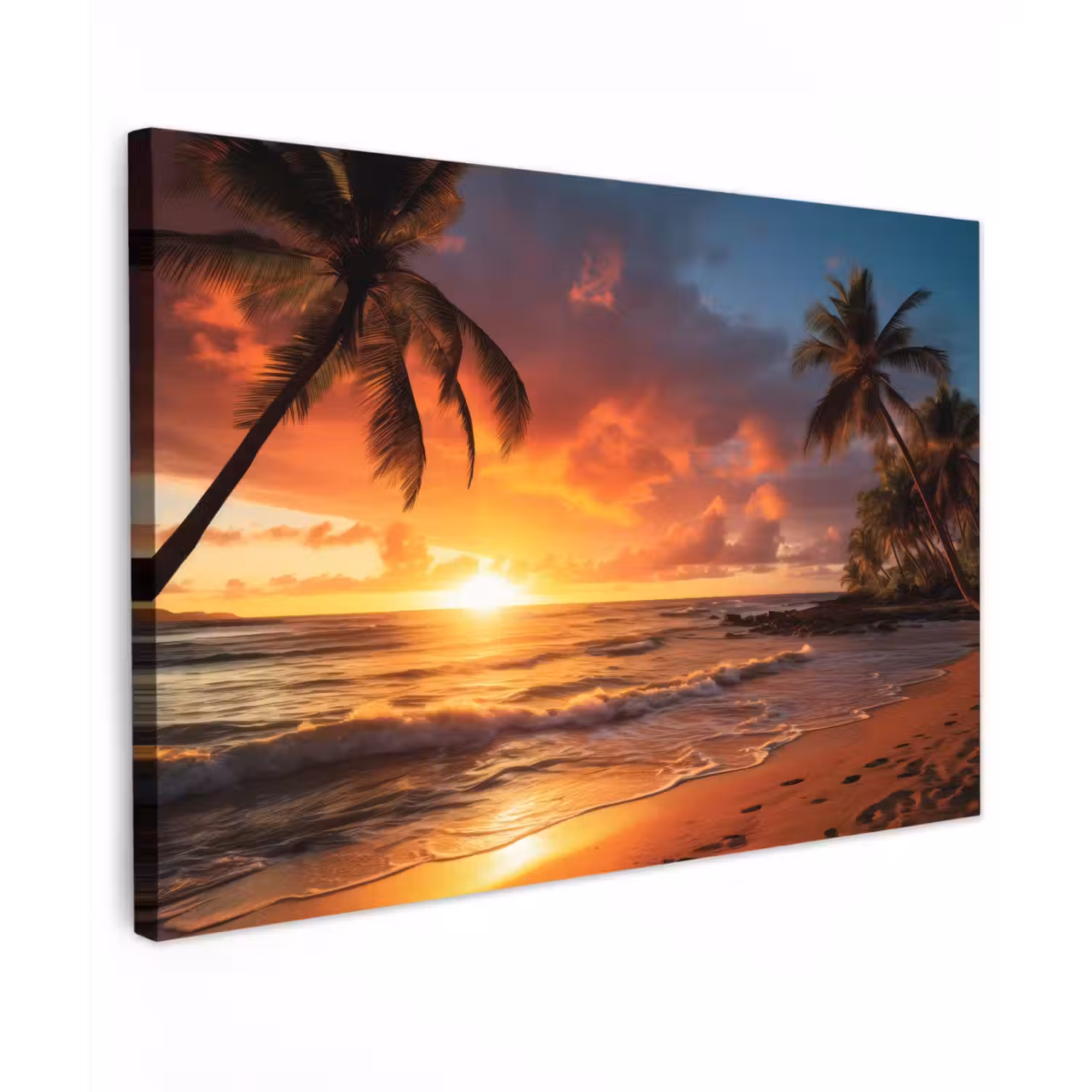 Avondrood aan Zee Tuinposter op houten frame 2 cm dik klein -3d