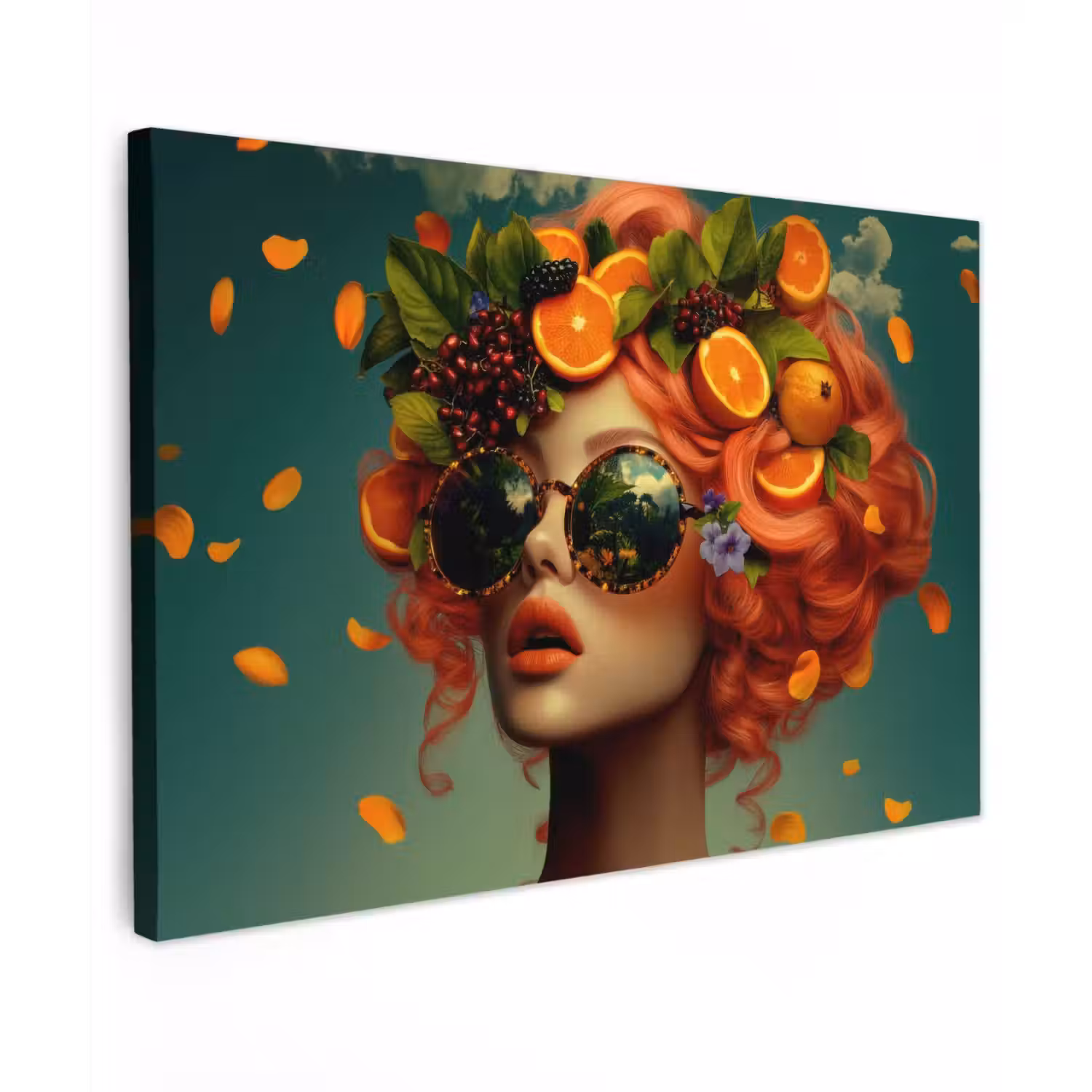 Vrouw - Sinaasappel - Bessen - Oranje Tuinposter op houten frame 2 cm dik klein -3d