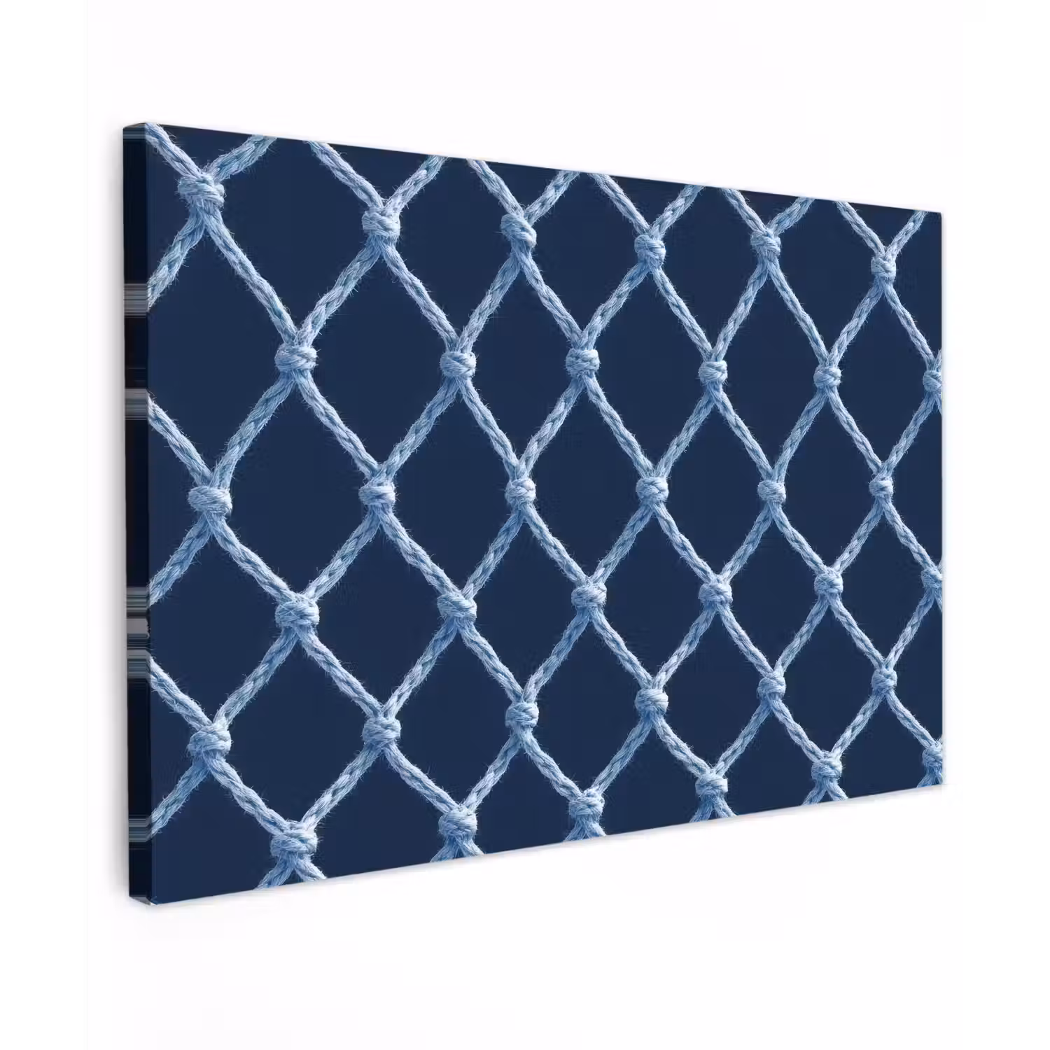 Visnet - Touw - Patroon - Marineblauw Tuinposter op houten frame 2 cm dik klein 845 -3d