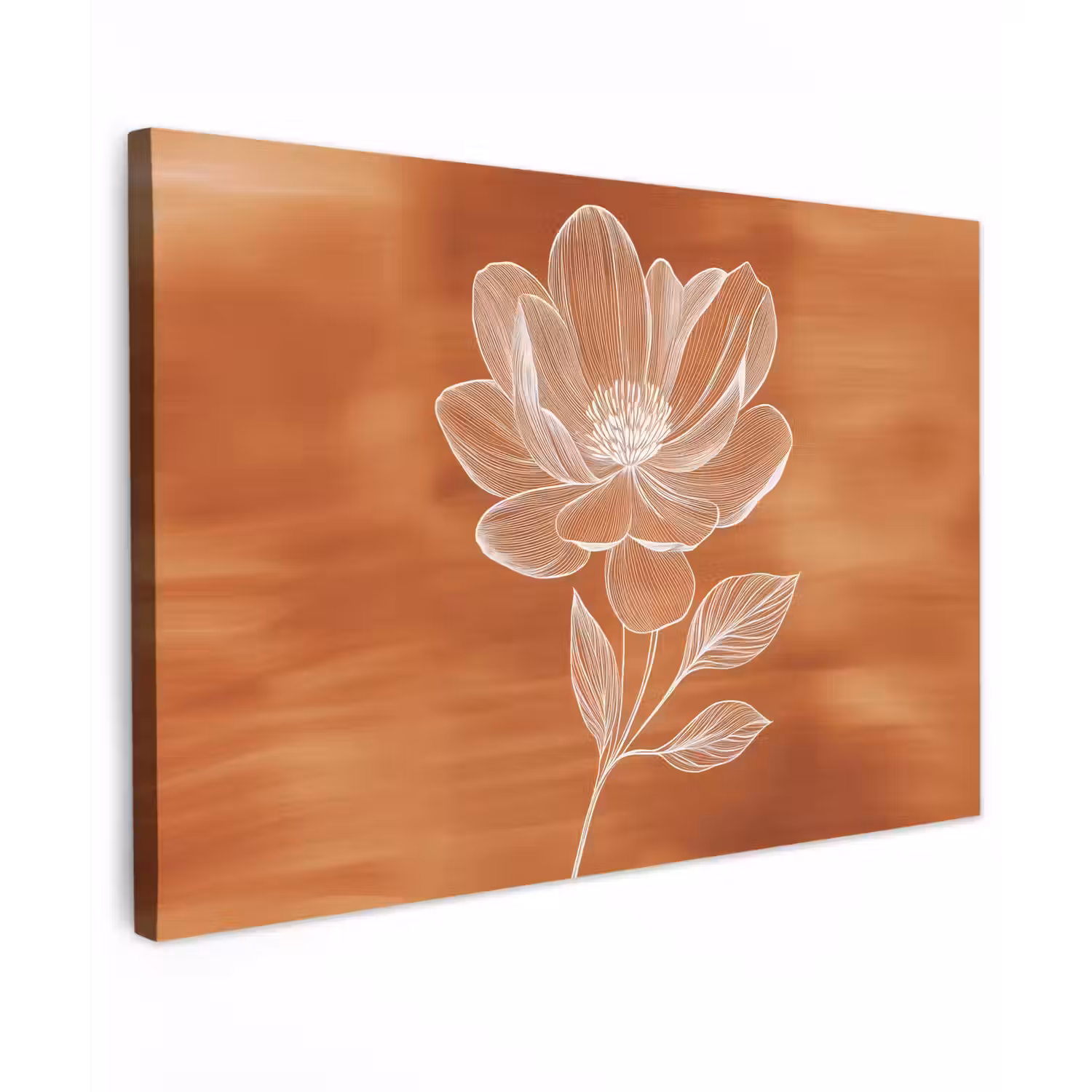 Bloem - Minimalistisch - Wit Tuinposter op houten frame 2 cm dik klein -3d