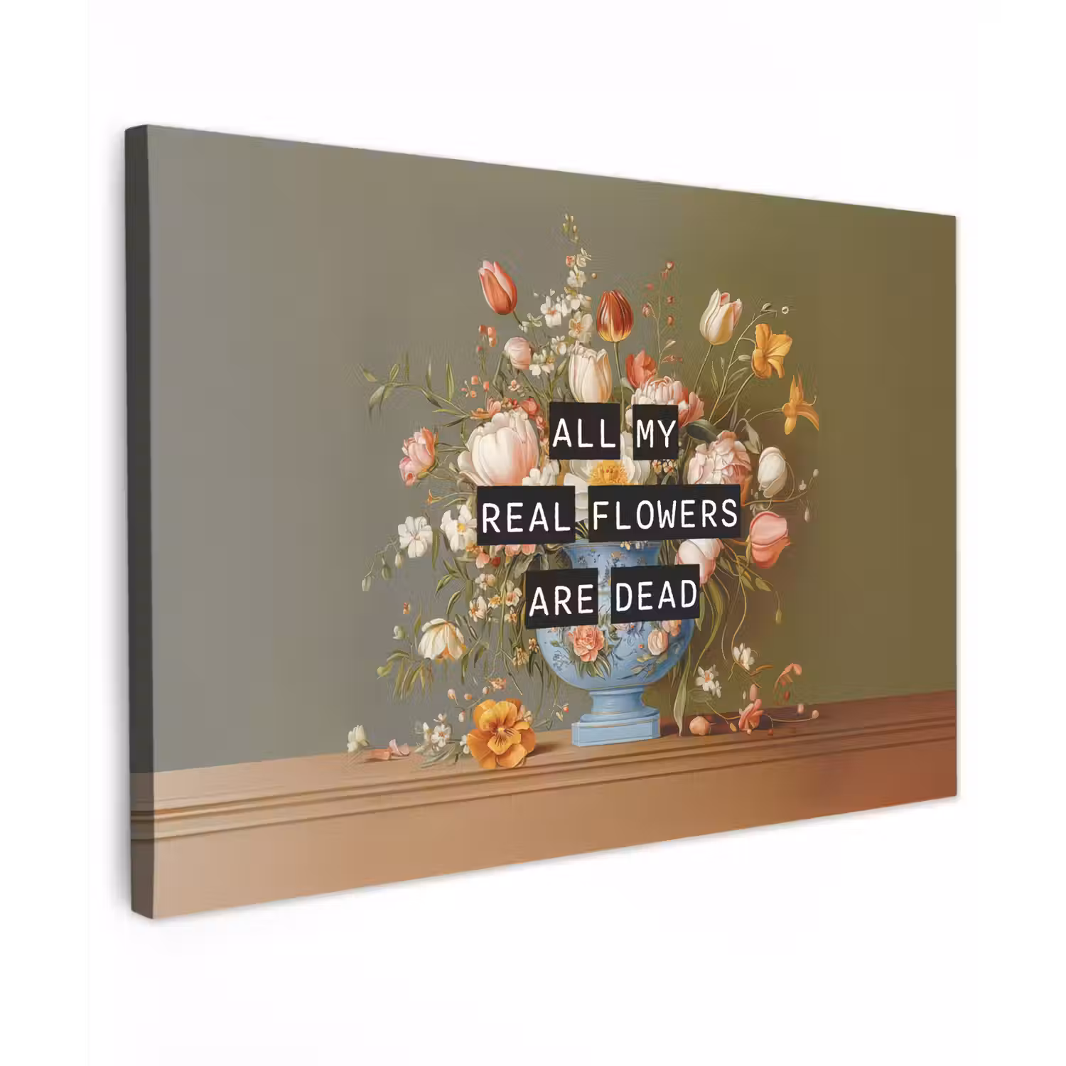 Bloem - Quote - Vintage - Art Tuinposter op houten frame 2 cm dik klein -3d