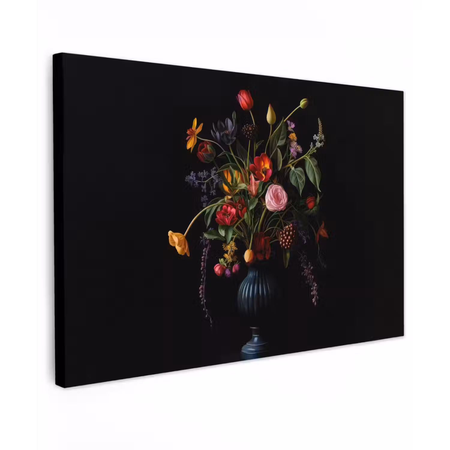 Bloemen - Bessen - Klassiek Tuinposter op houten frame 2 cm dik klein -3d
