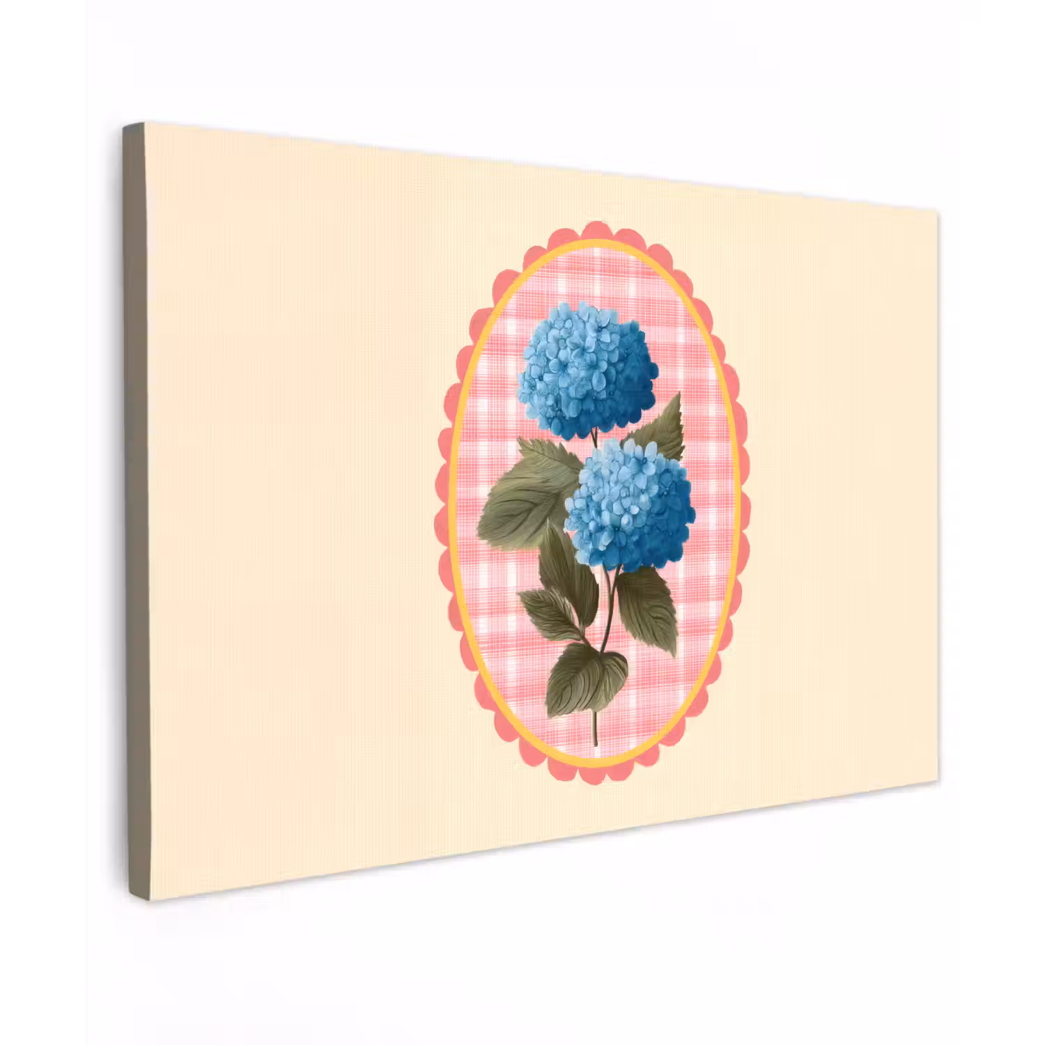 Bloemen - Blauw - Lijst - Bladeren Tuinposter op houten frame 2 cm dik klein -3d