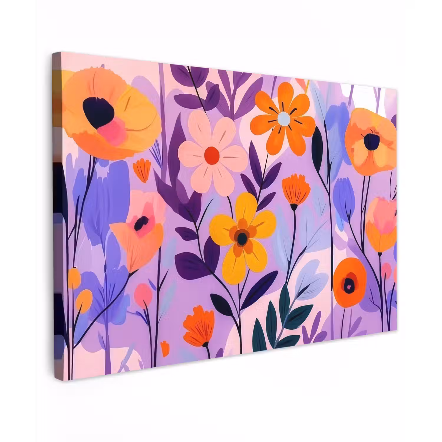 Bloemen - Kleurrijk - Bladeren Tuinposter op houten frame 2 cm dik klein -3d