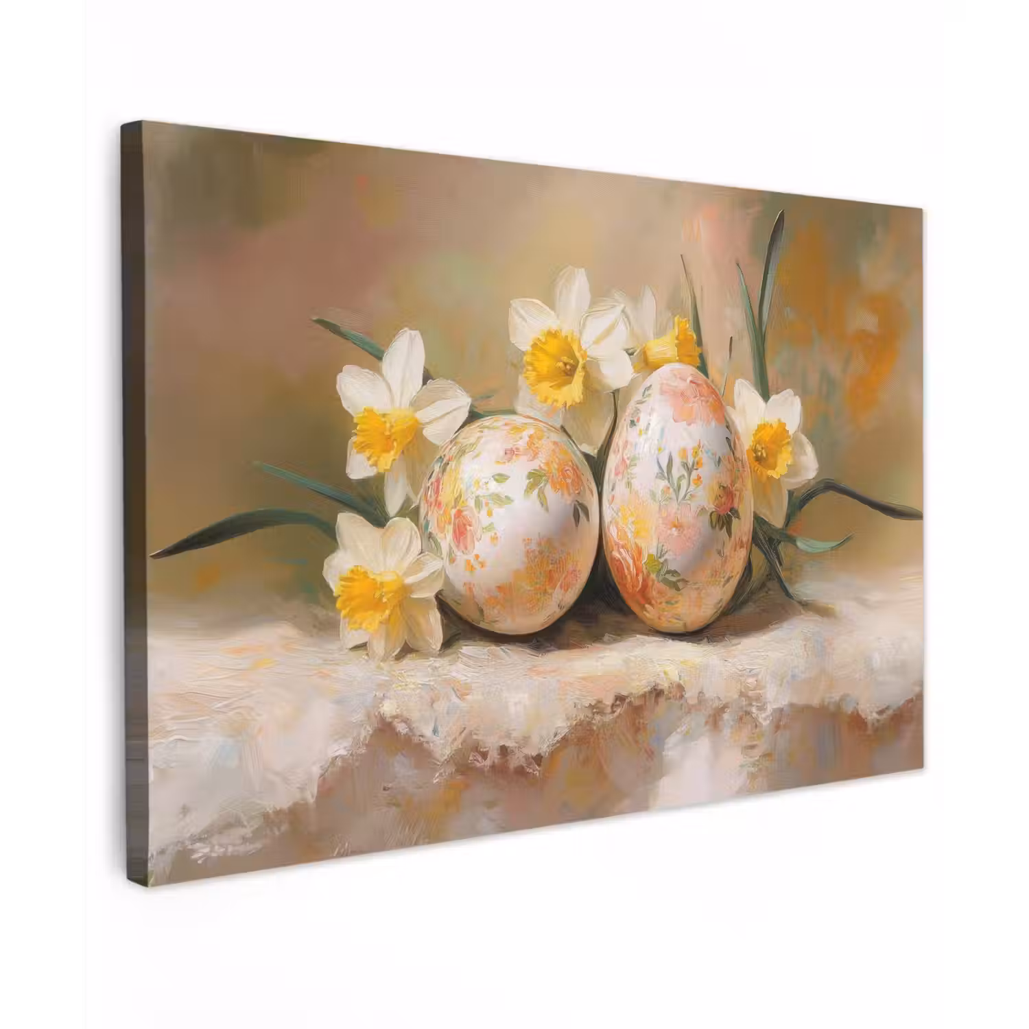 Bloemen - Eieren - Geschilderd Tuinposter op houten frame 2 cm dik klein -3d