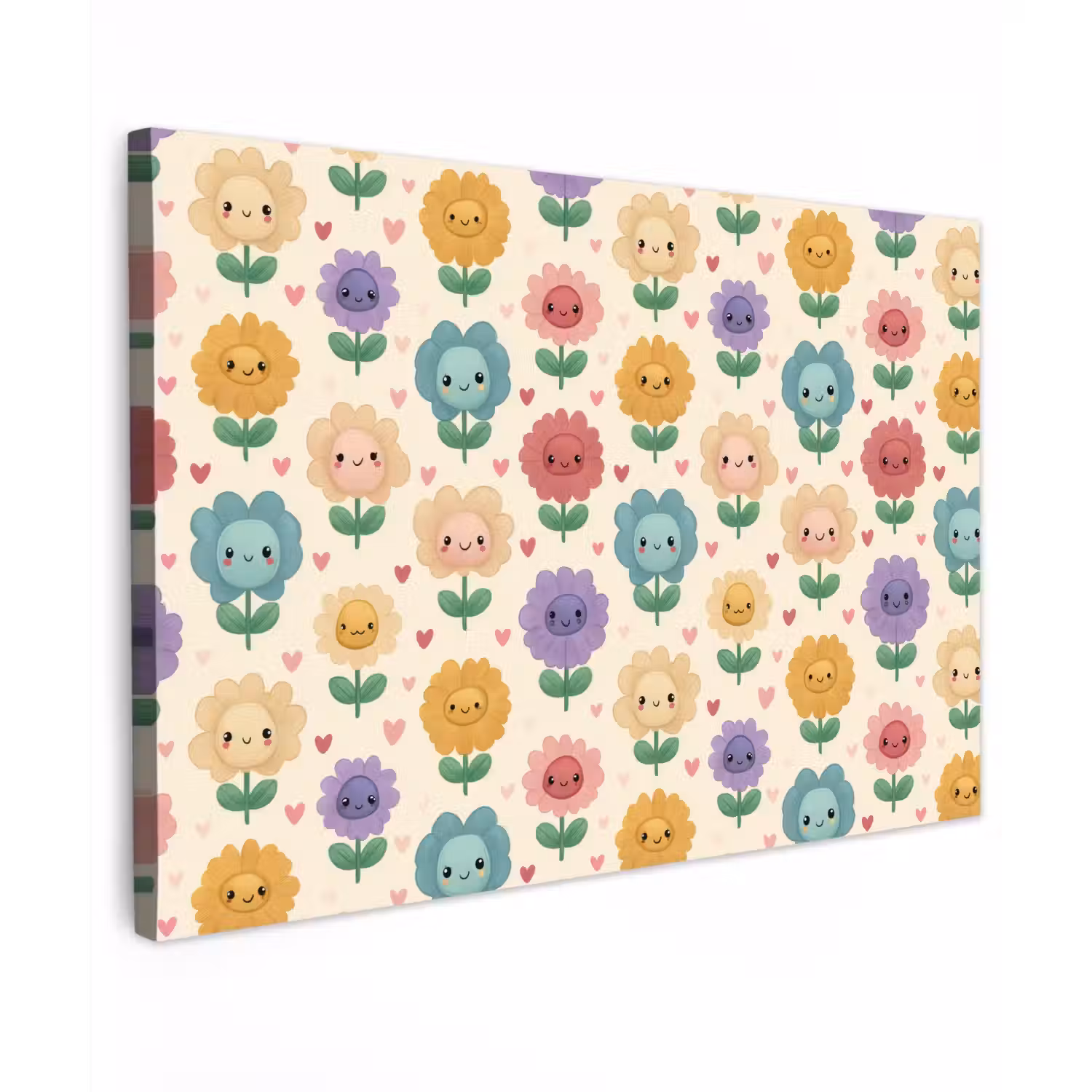 Bloemen - Hartjes - Kleurrijk Tuinposter op houten frame 2 cm dik klein 845 -3d