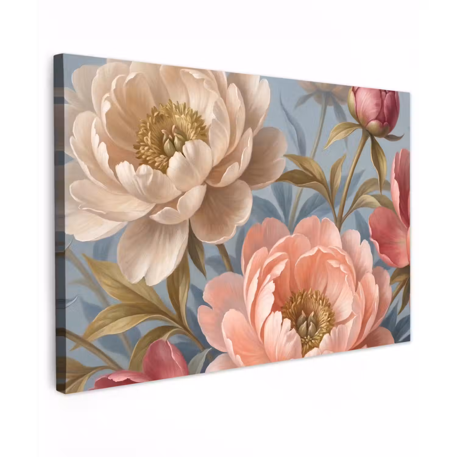 Bloemen - Roze - Beige - Modern - Natuur Tuinposter op houten frame 2 cm dik klein -3d