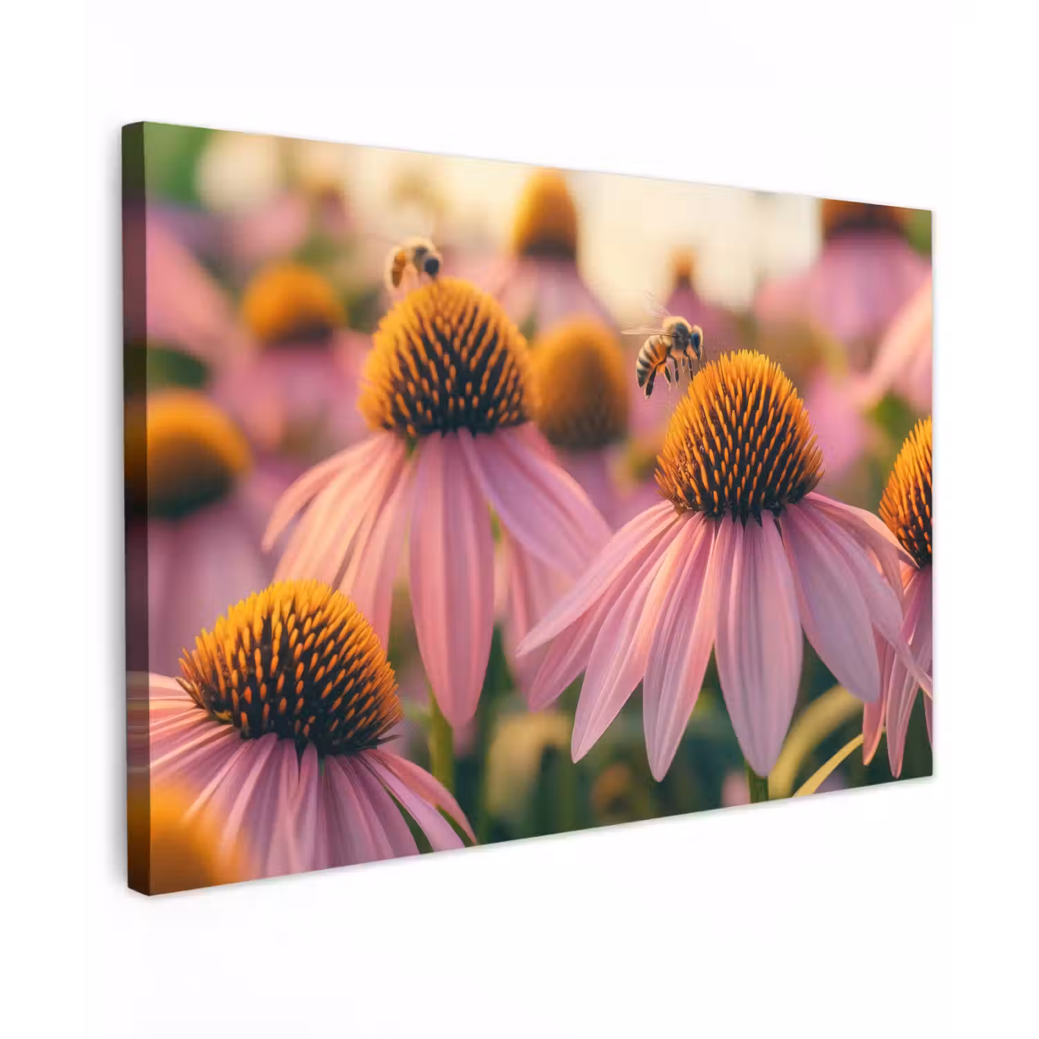 Bloemen - Paars - Bijen Tuinposter op houten frame 2 cm dik klein -3d