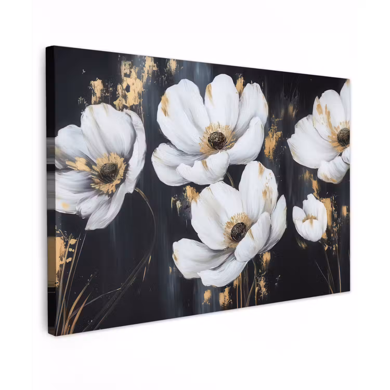 Bloemen - Wit - Abstract Tuinposter op houten frame 2 cm dik klein -3d