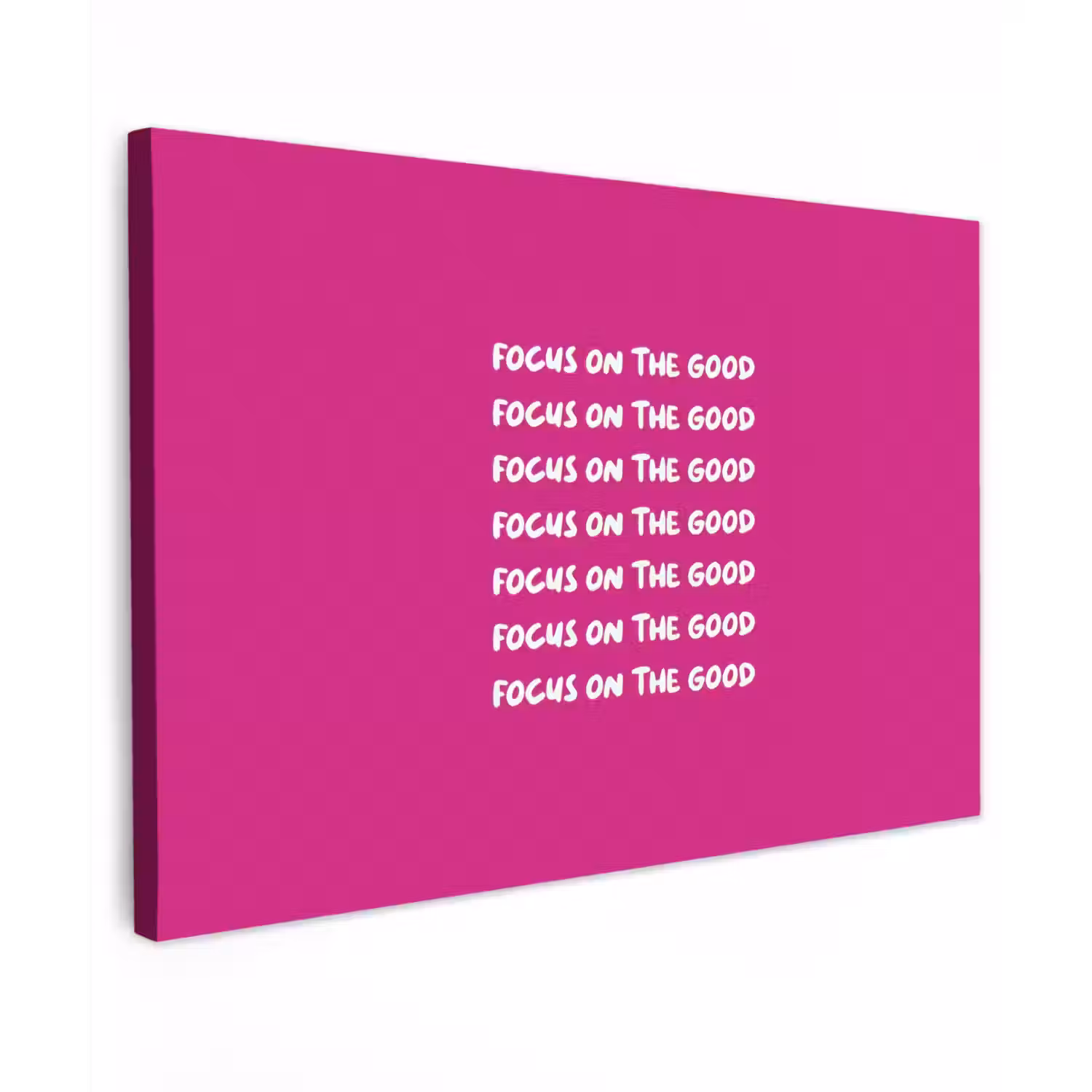Focus on the good - Roze - wit Tuinposter op houten frame 2 cm dik klein -3d