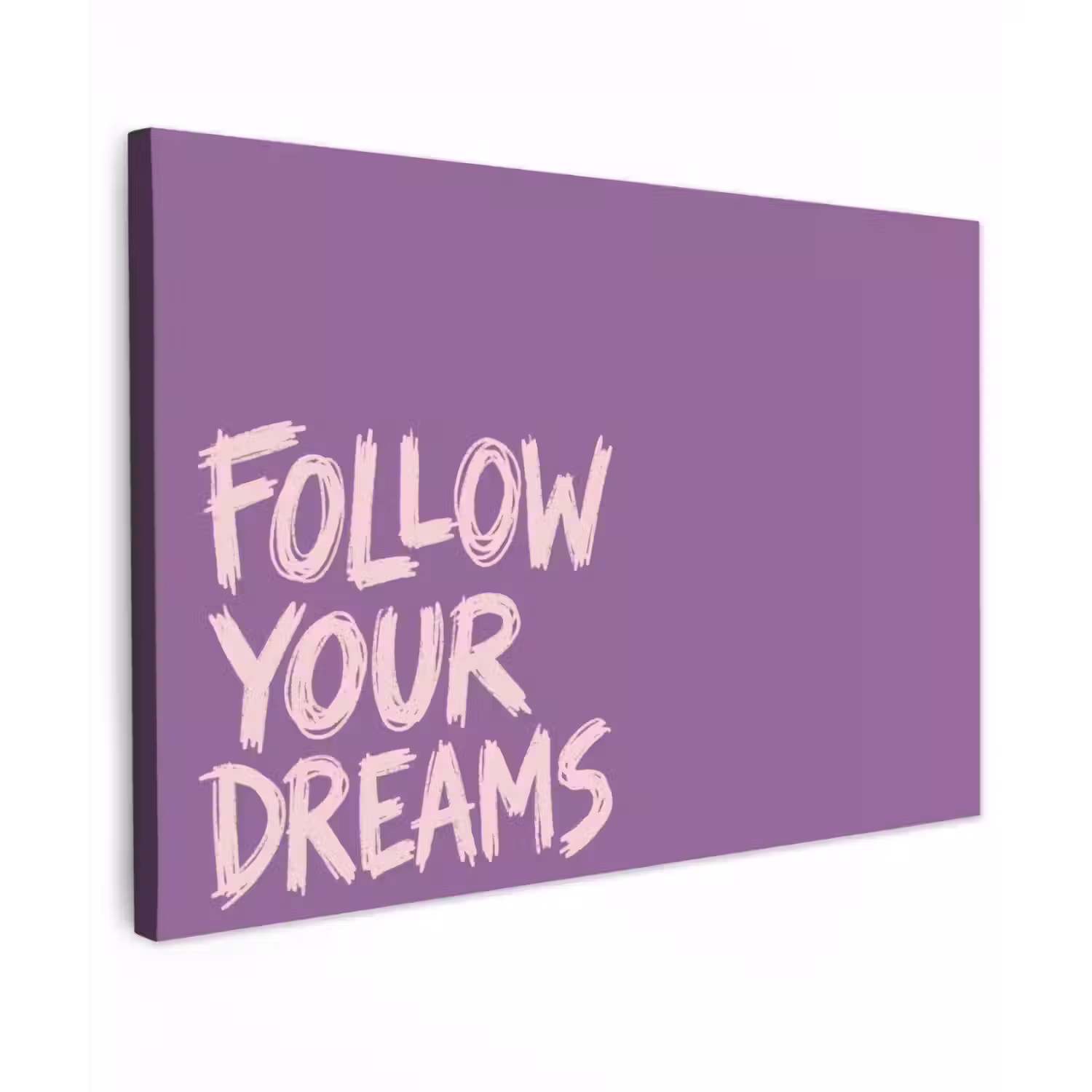Follow your dreams - Paars - Penseeltextuur Tuinposter op houten frame 2 cm dik klein -3d