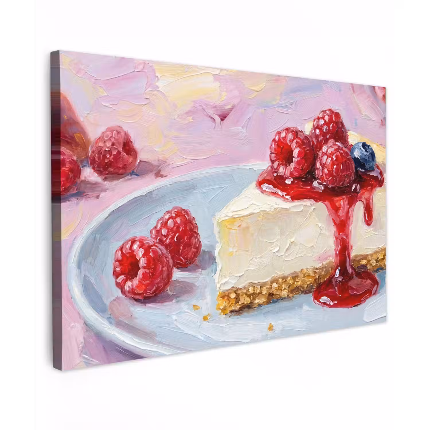 Eten - Cheesecake - Bessen - Abstract - Roze Tuinposter op houten frame 2 cm dik klein -3d