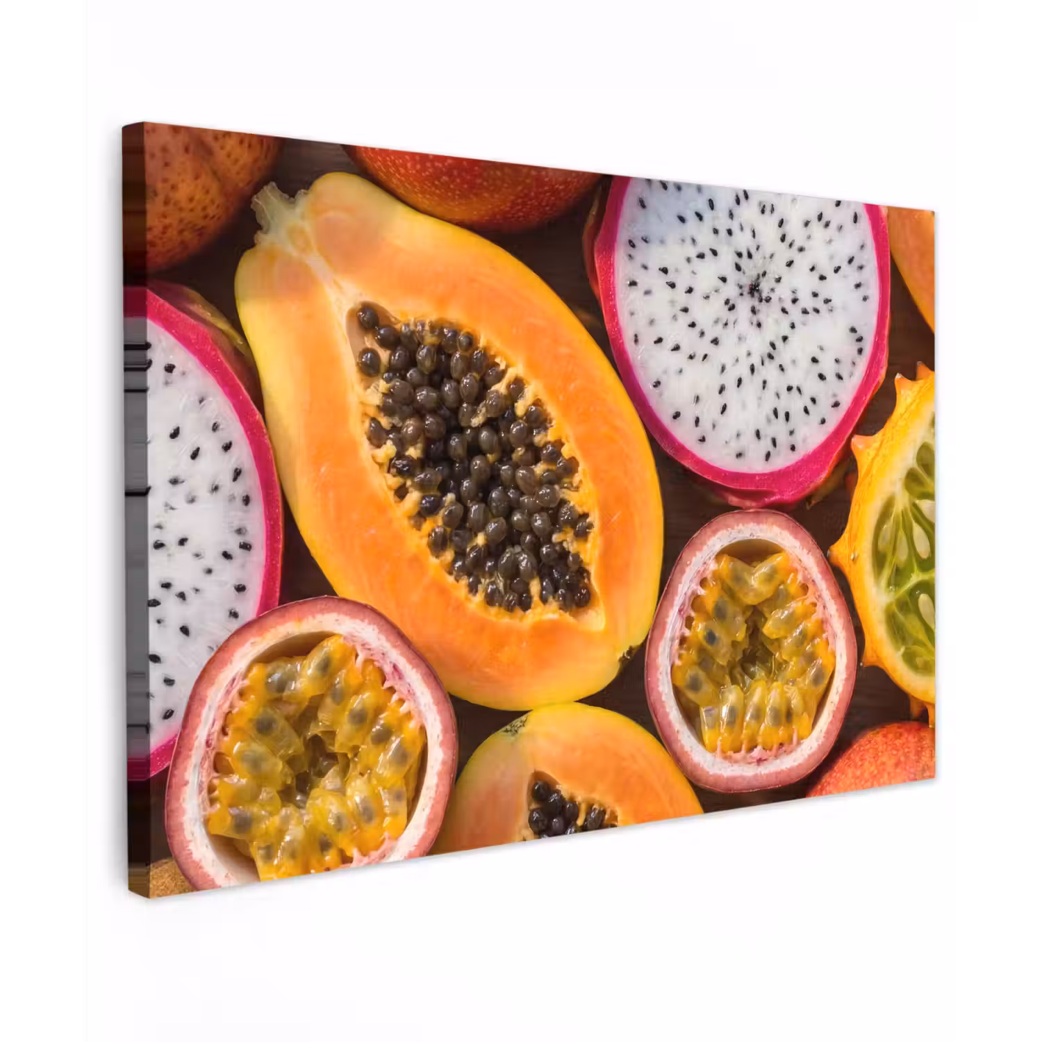 Fruit - Geopend - Tropisch - Eten - Kleurrijk Tuinposter op houten frame 2 cm dik klein -3d