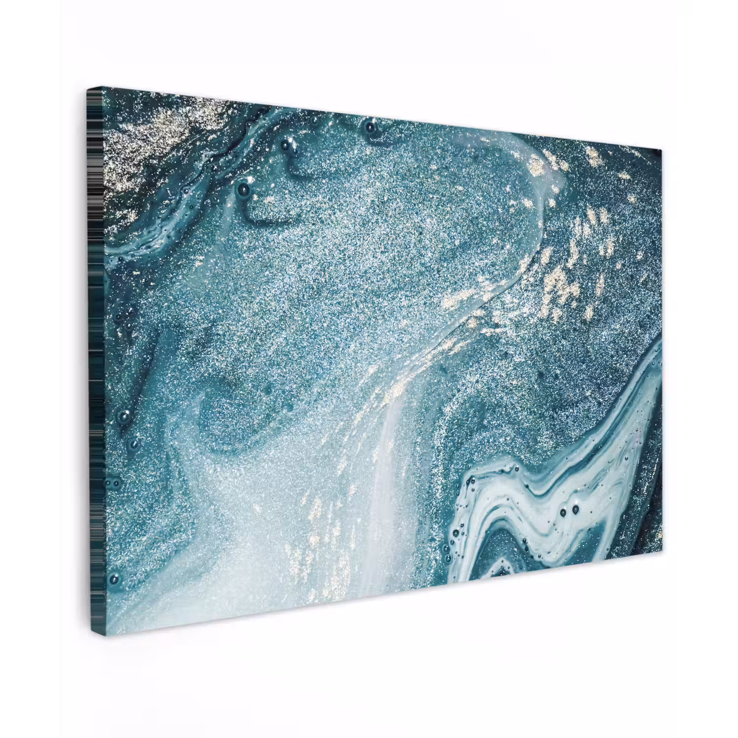 Marmer look - Blauw - Luxe Tuinposter op houten frame 2 cm dik klein -3d